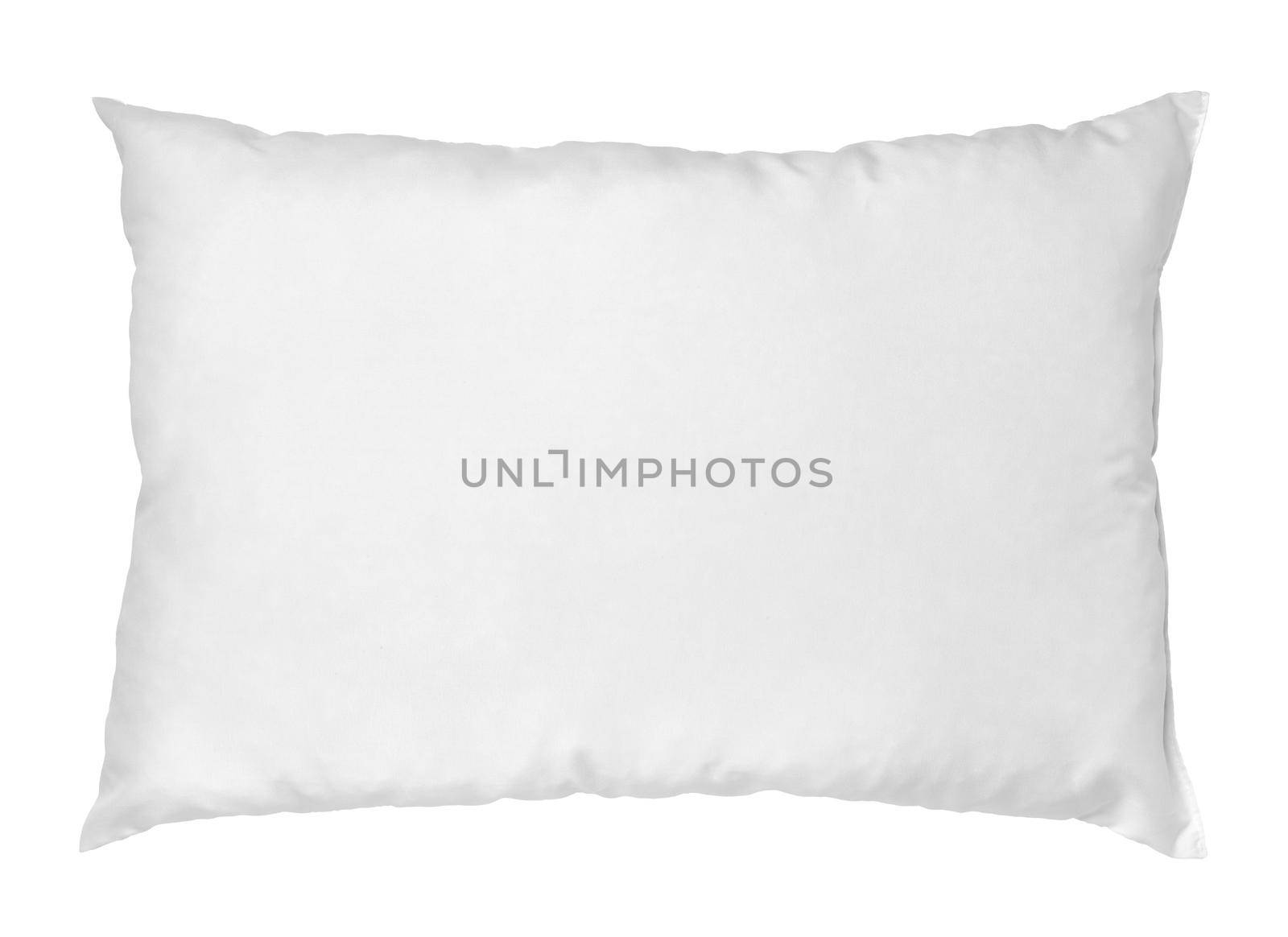 close up of a white pillow on white background