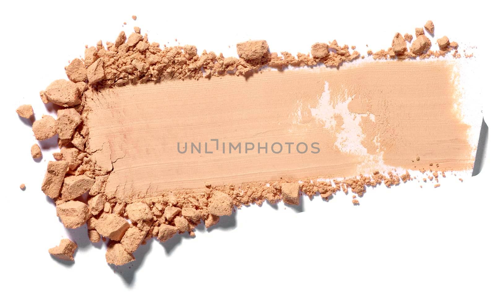 close up of face powder on white background