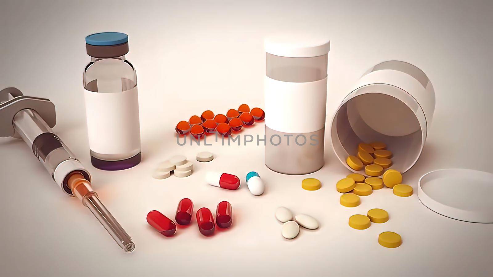 Various capsules and pills with dietary supplements