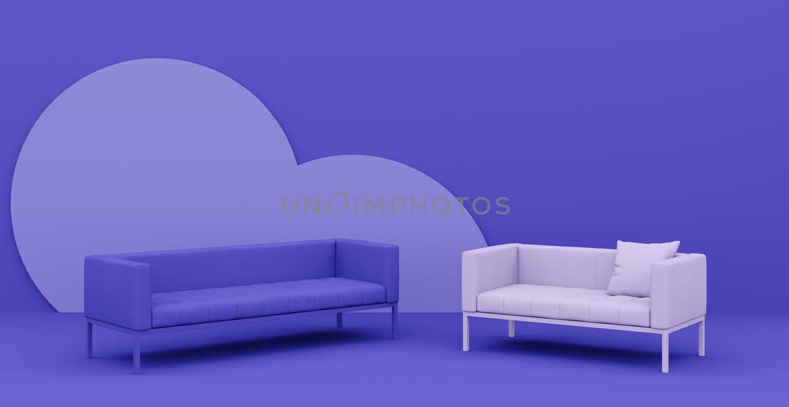 3d Abstract interior. Interior template. Bright color in the interior