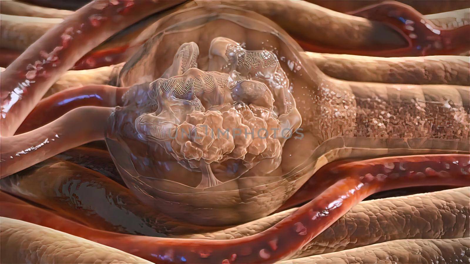 Kidney Stone Treatment. Lithotripsy 3D illustration