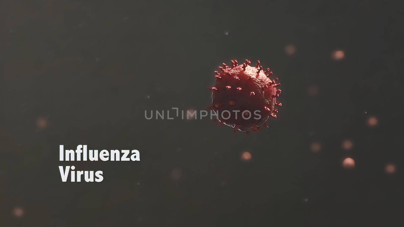 Influenza A and B viruses are influenza viruses that cause outbreaks in humans. 3D illustration
