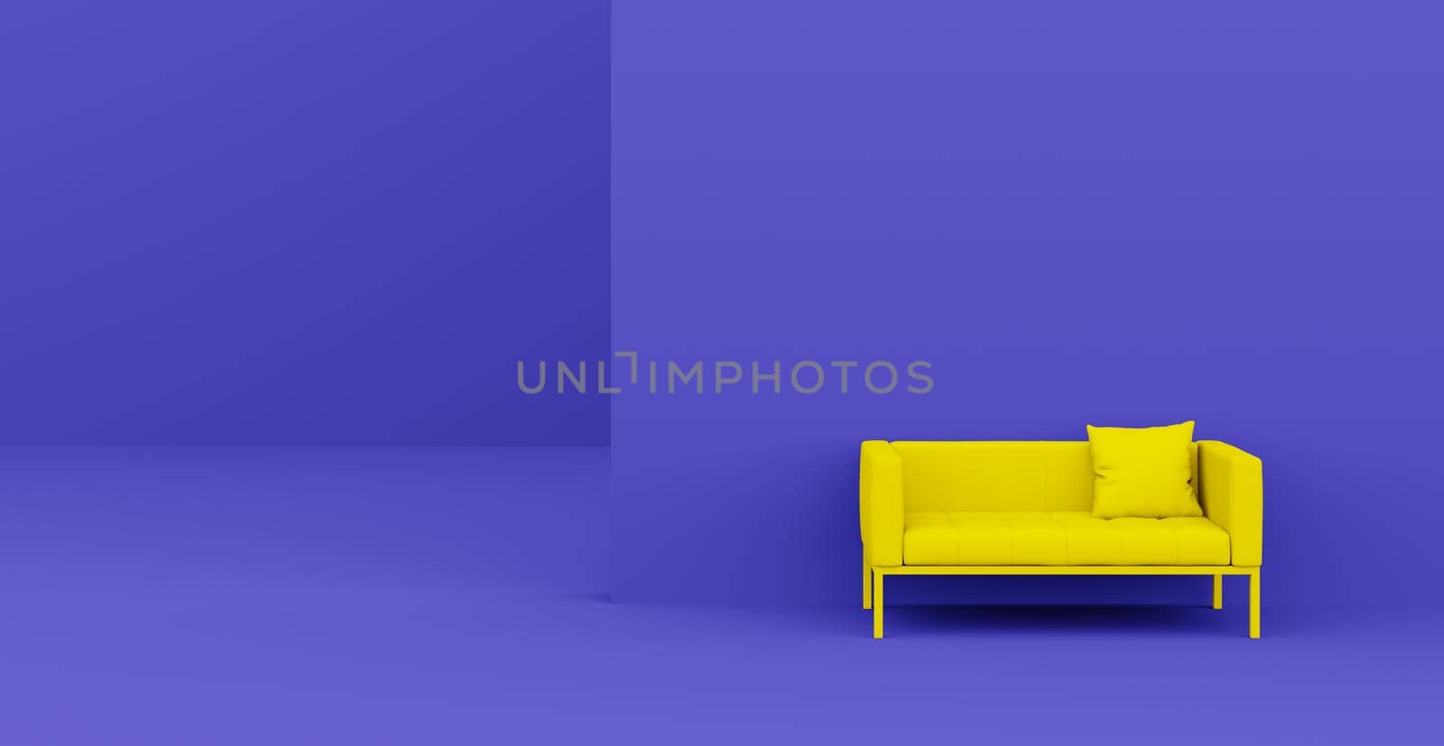 3d Abstract interior. Interior template. Bright color in the interior