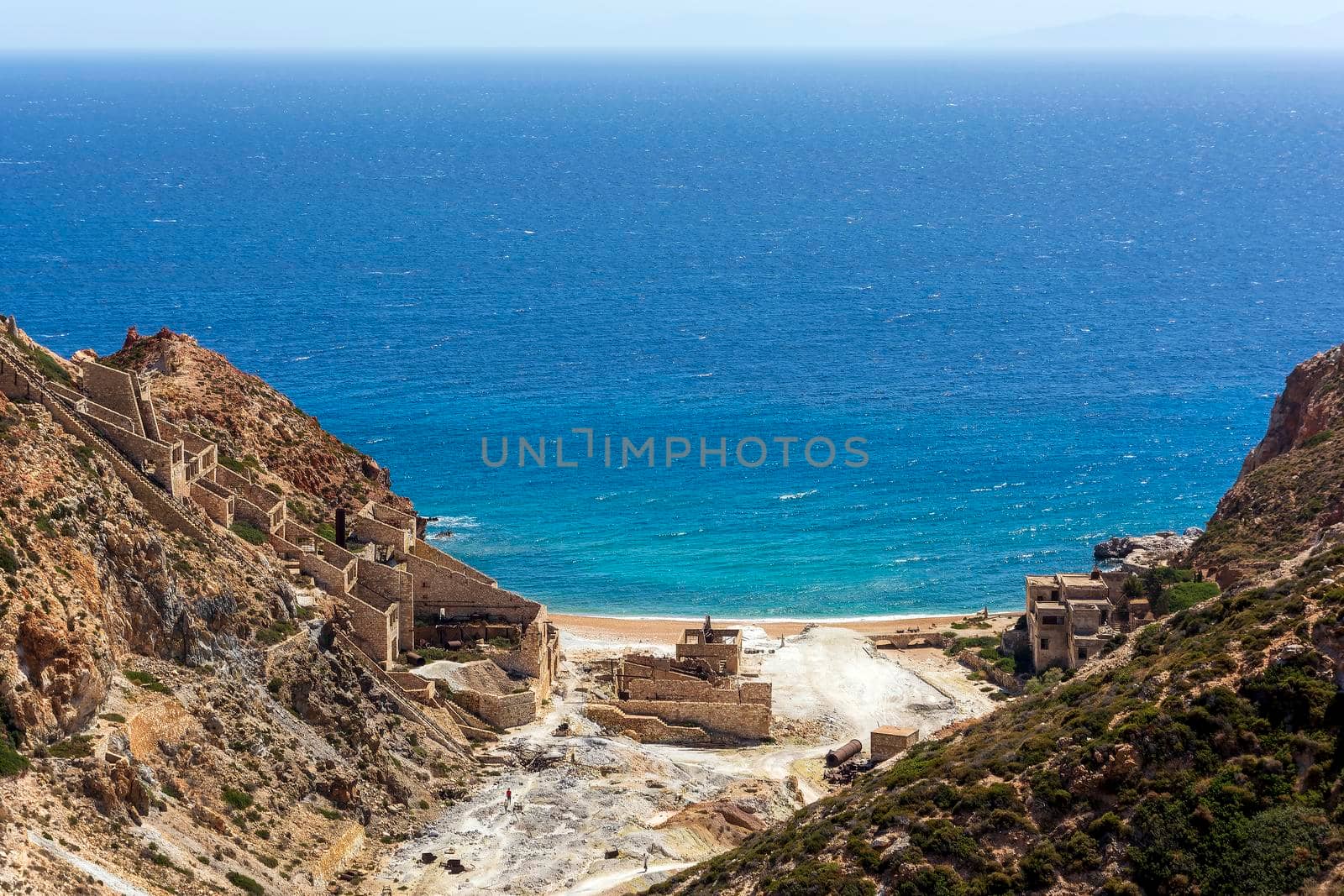Beach near abandoned sulphur mines, Milos island, Cyclades, Greece by ankarb