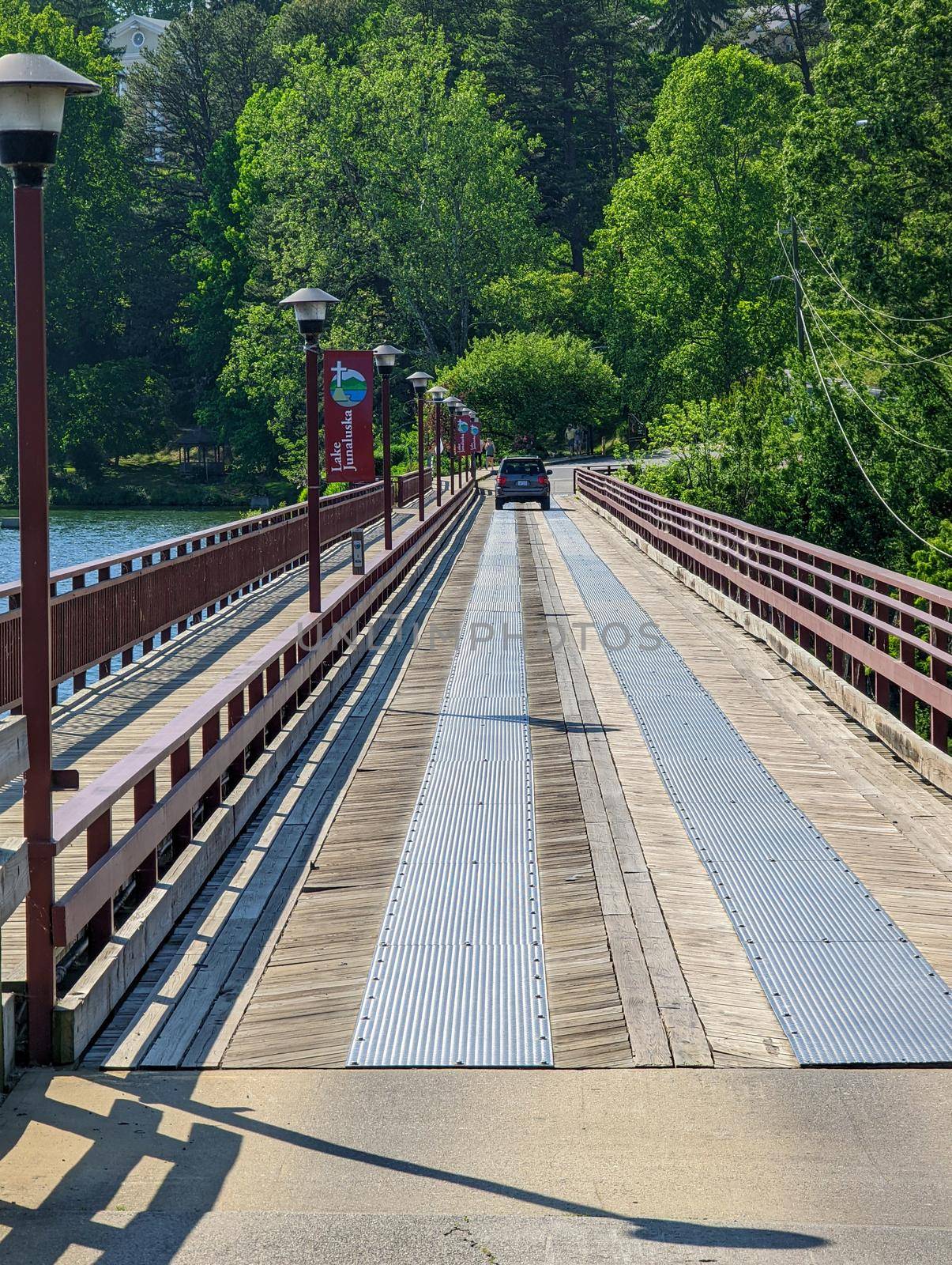one lane bridge on Lake Junaluska's Dam in Asheville, Haywood County, North Carolina by digidreamgrafix