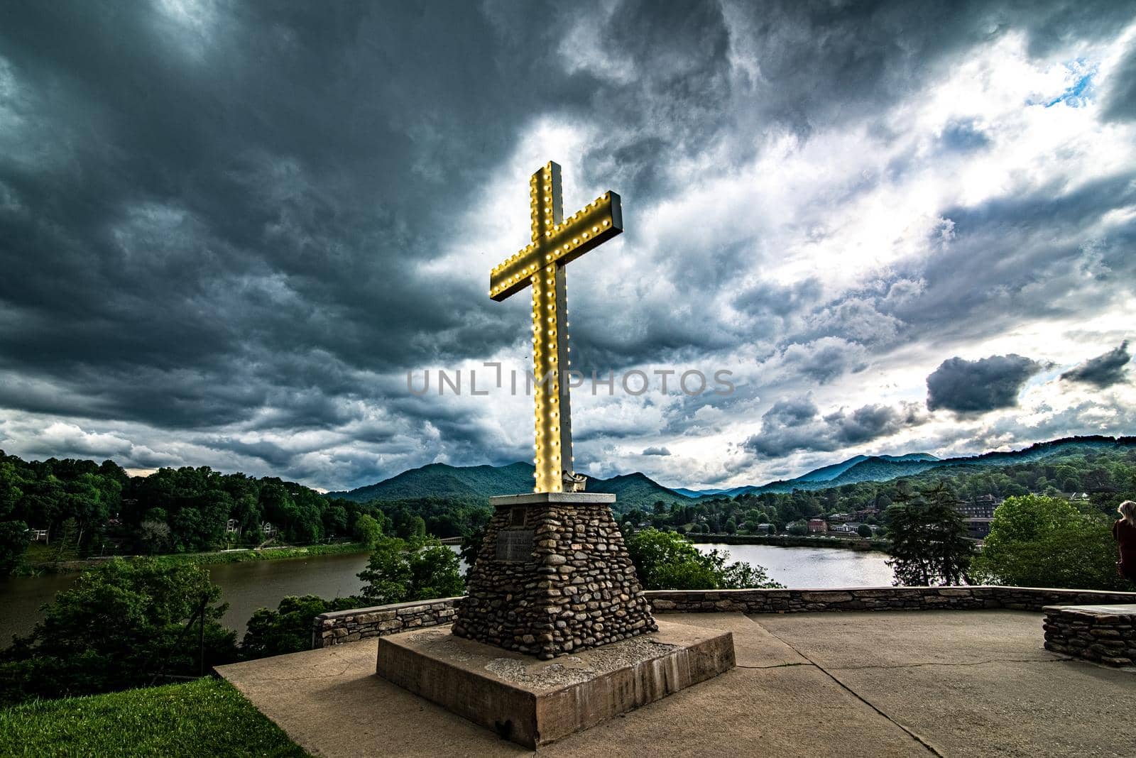 Lake Junaluska cross in western north Carolina by digidreamgrafix