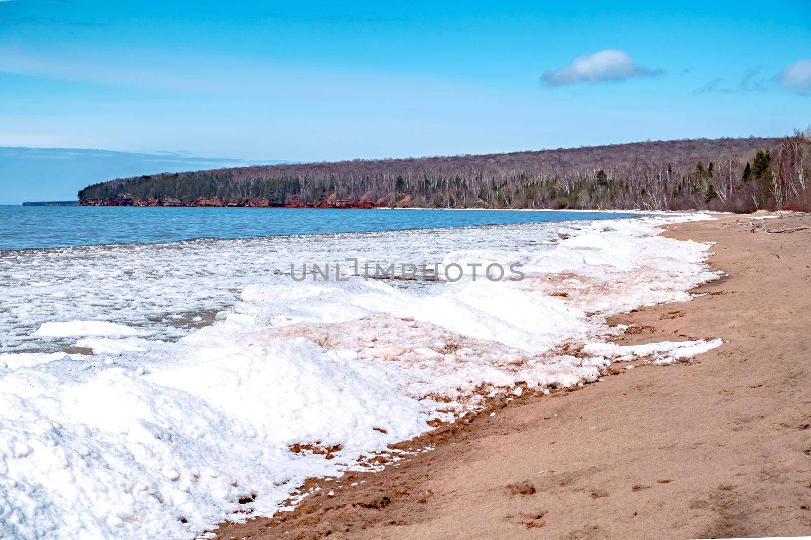 icy shoreline on lake superior in wisconsin by digidreamgrafix