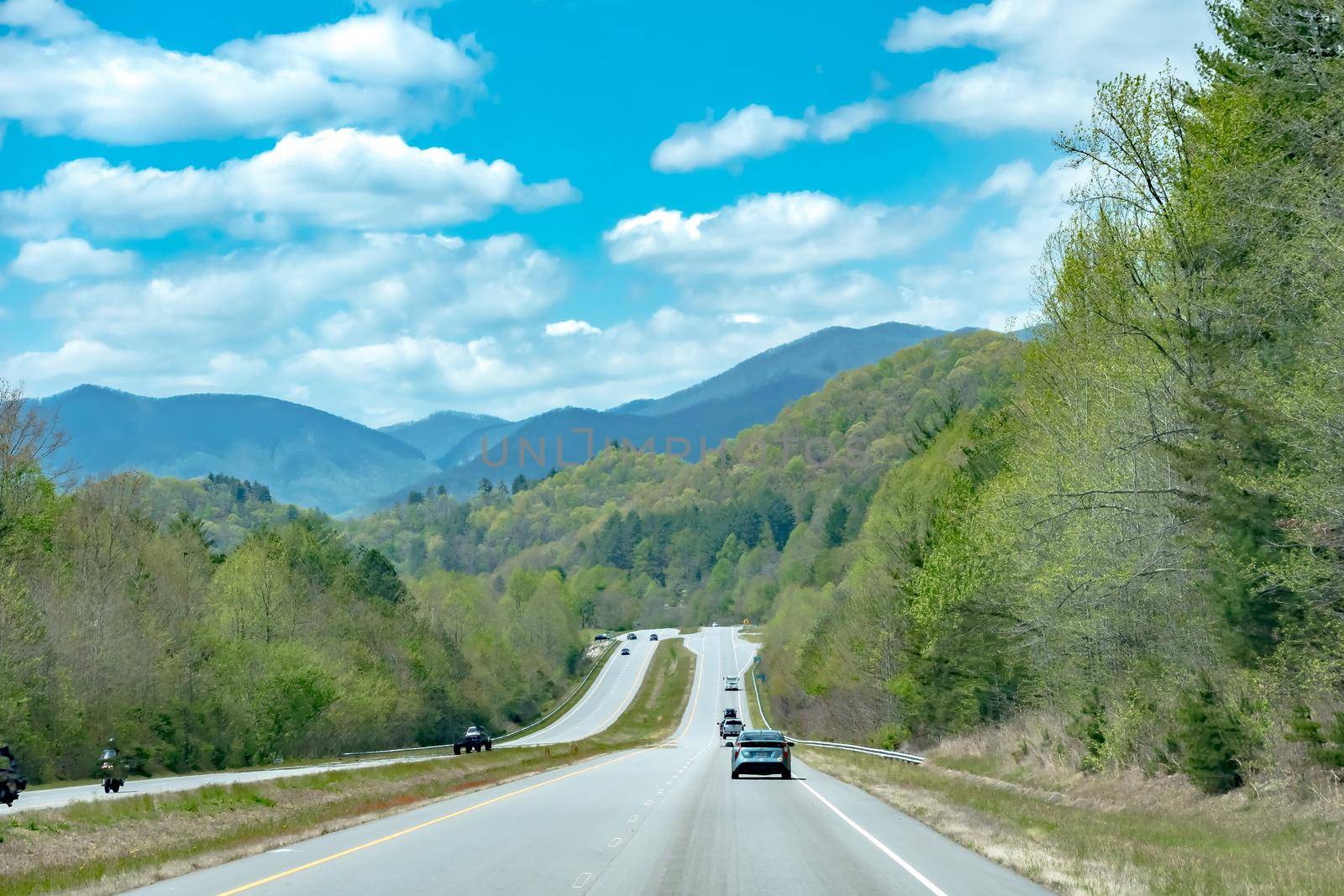 freeway travel trhough mountain hghlands of south carolina by digidreamgrafix