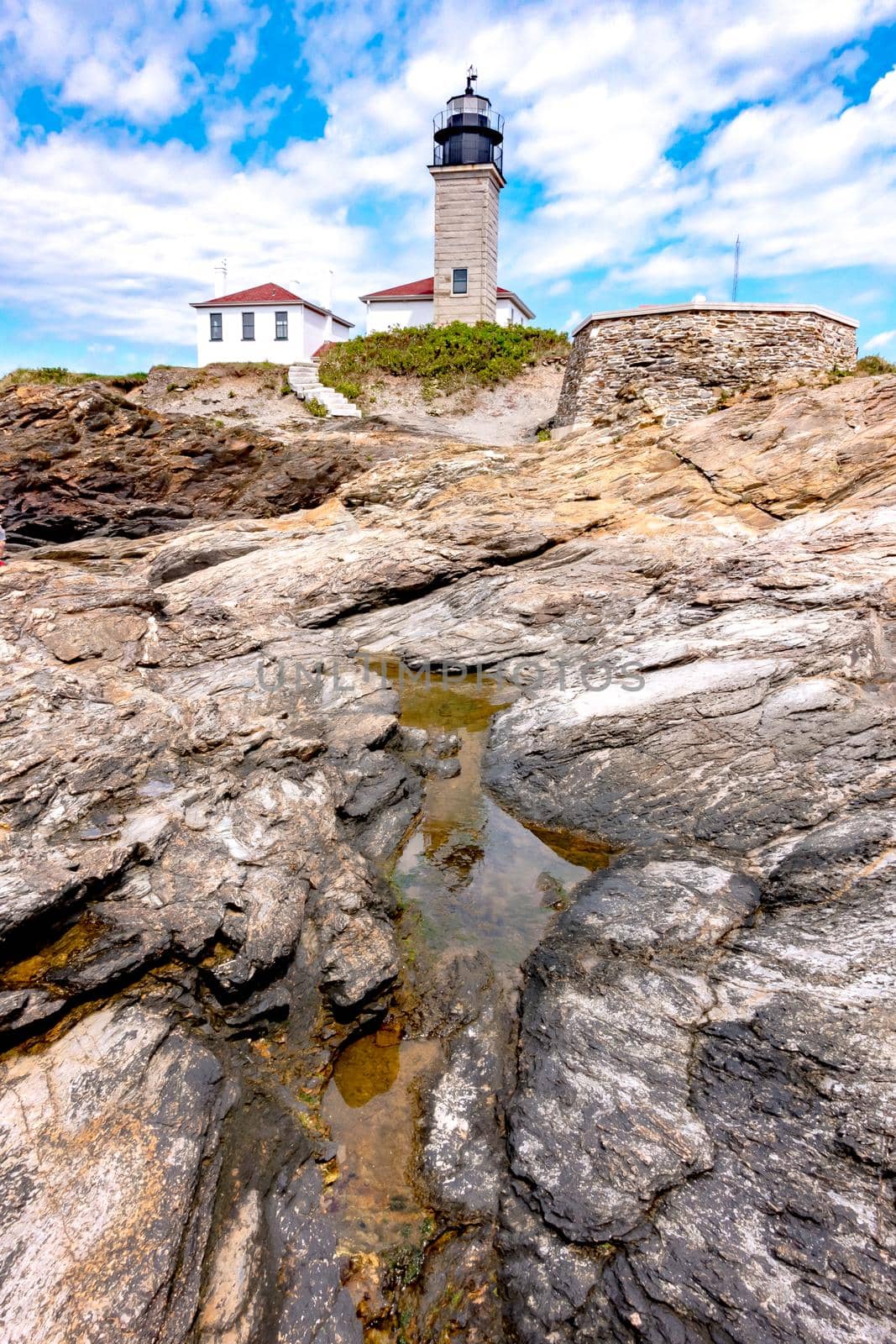 Beavertail Lighthouse Conacicut Island Jamestown, Rhode Island by digidreamgrafix