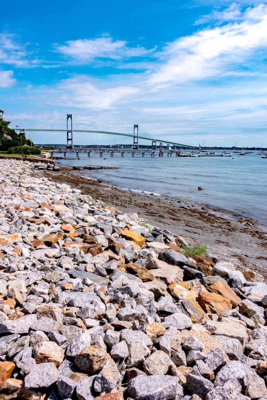 The Claiborne Pell Bridge is among the longest suspension bridges in the world located in Newport, RI, USA. by digidreamgrafix