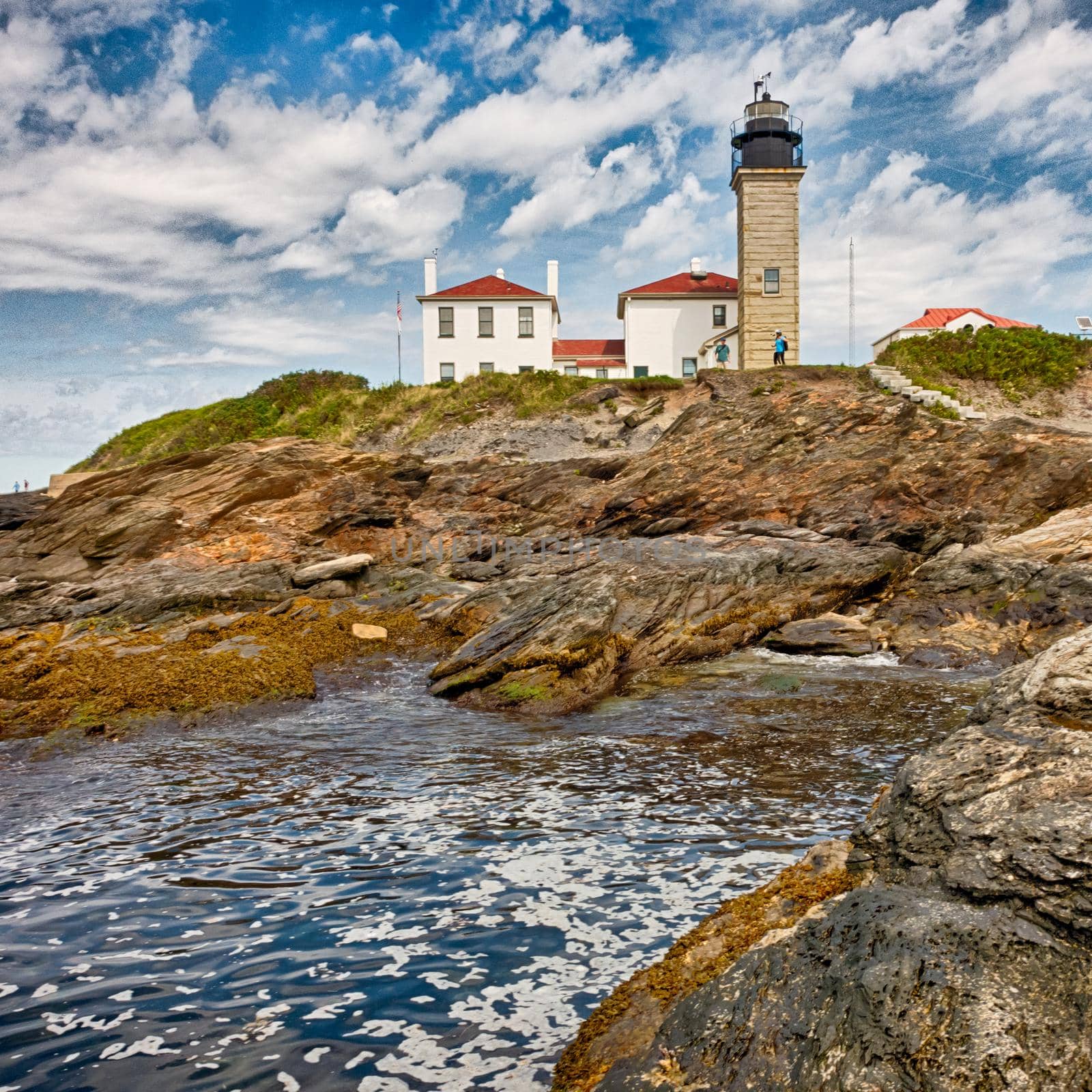 Beavertail Lighthouse Conacicut Island Jamestown, Rhode Island by digidreamgrafix