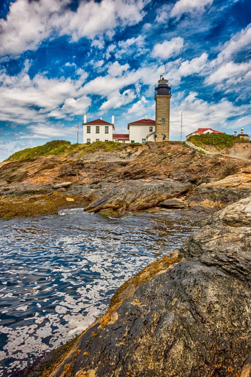 Beavertail Lighthouse Conacicut Island Jamestown, Rhode Island by digidreamgrafix