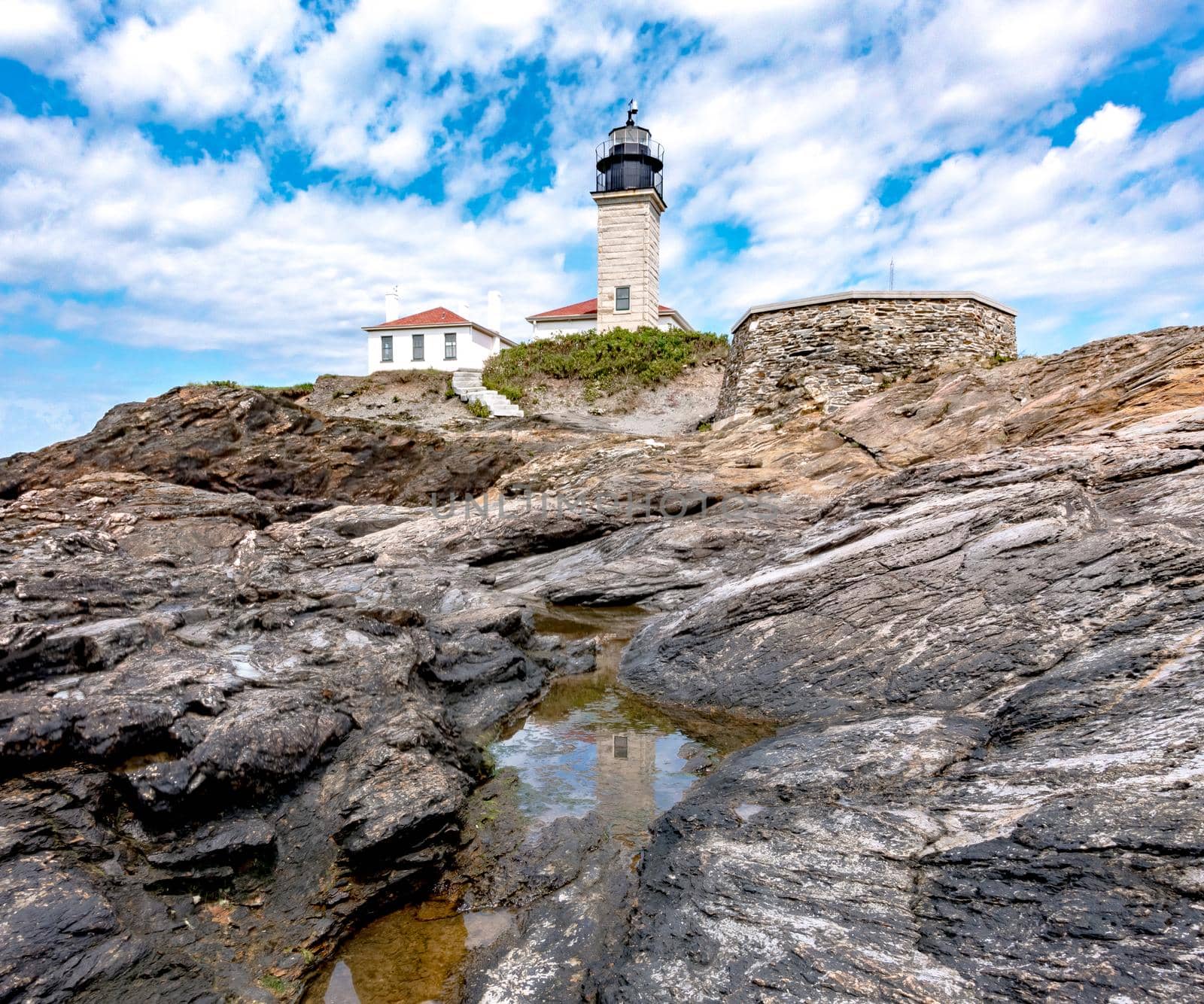 Beavertail Lighthouse Conacicut Island Jamestown, Rhode Island by digidreamgrafix