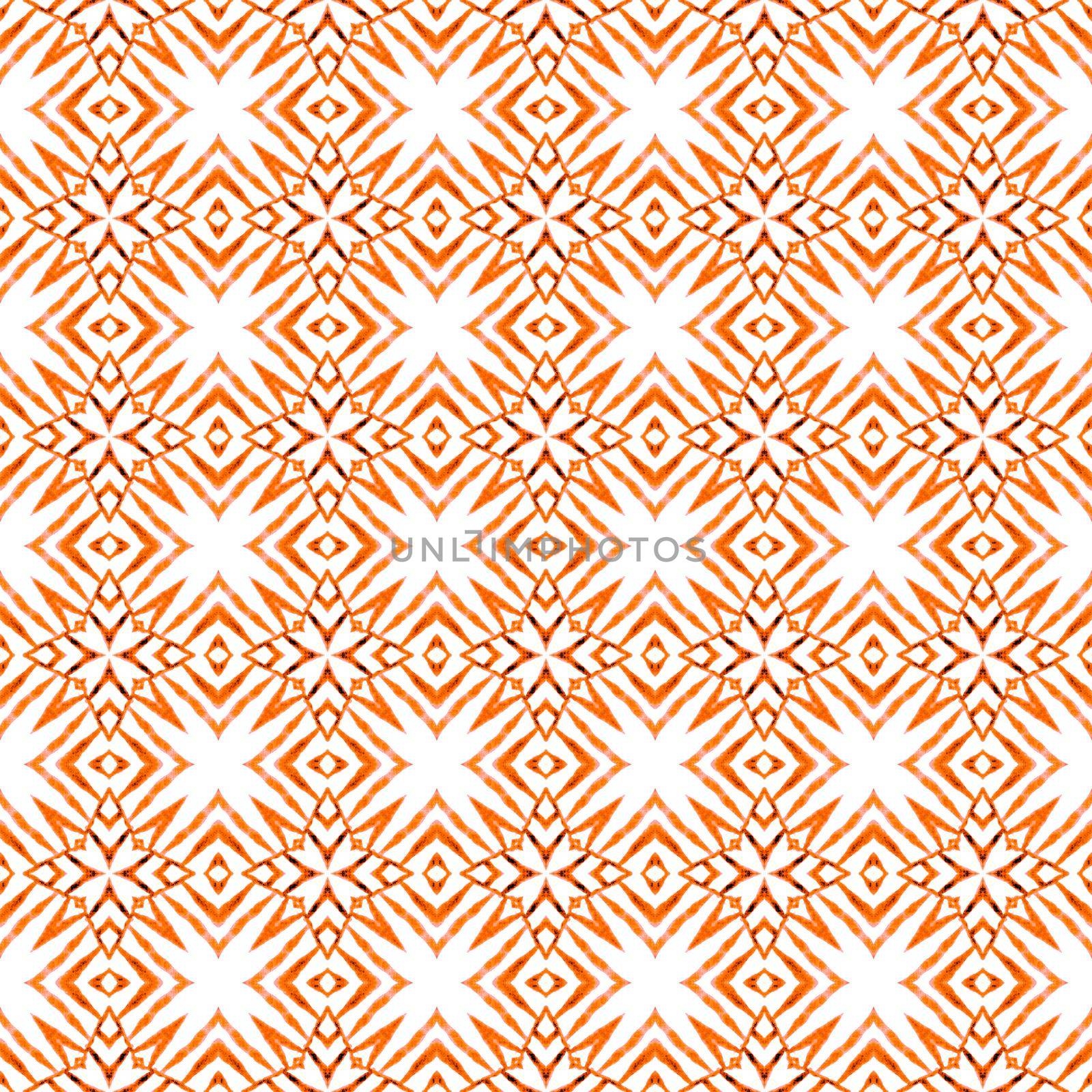 Oriental arabesque hand drawn border. Orange amazing boho chic summer design. Textile ready exotic print, swimwear fabric, wallpaper, wrapping. Arabesque hand drawn design.