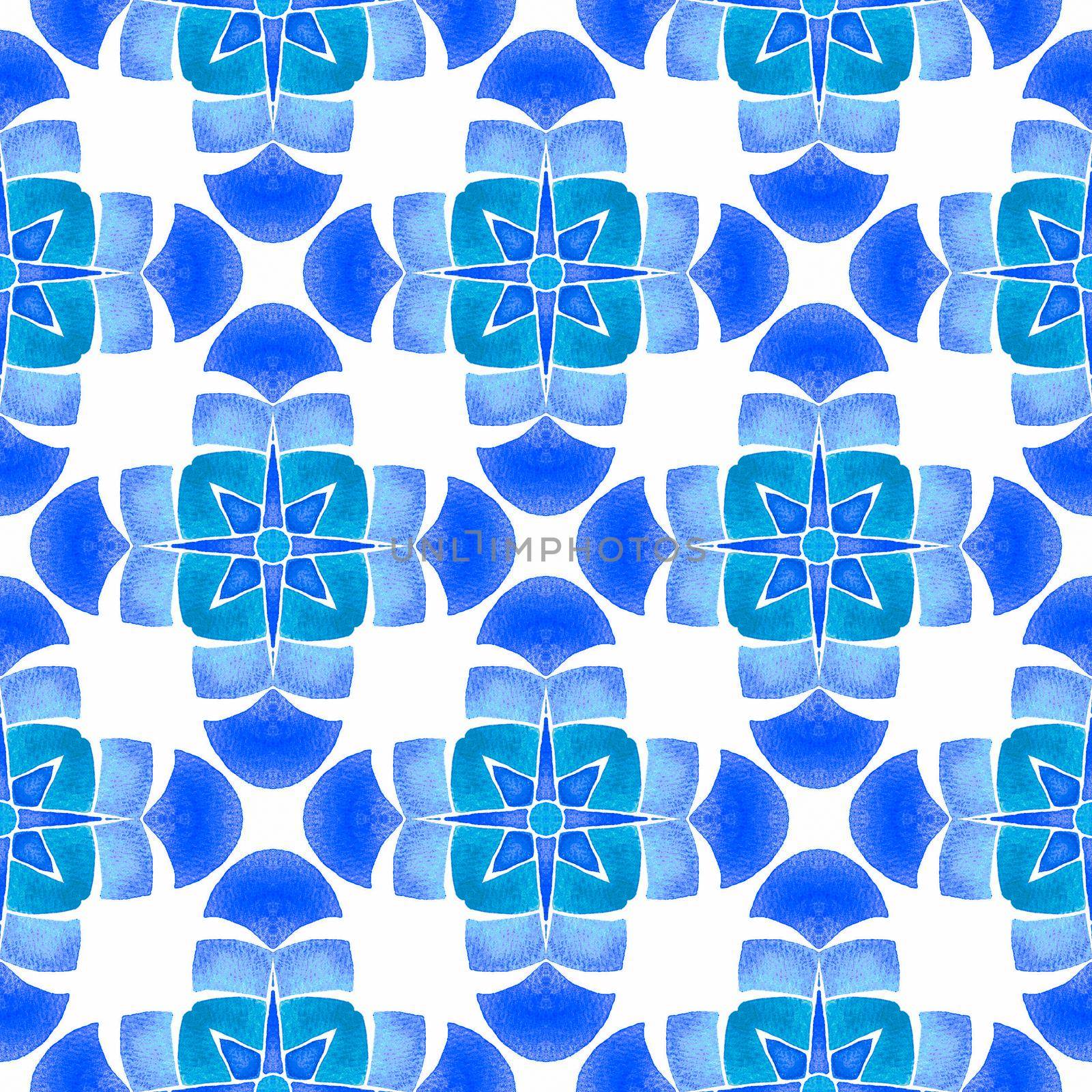 Ethnic hand painted pattern. Blue popular boho by beginagain