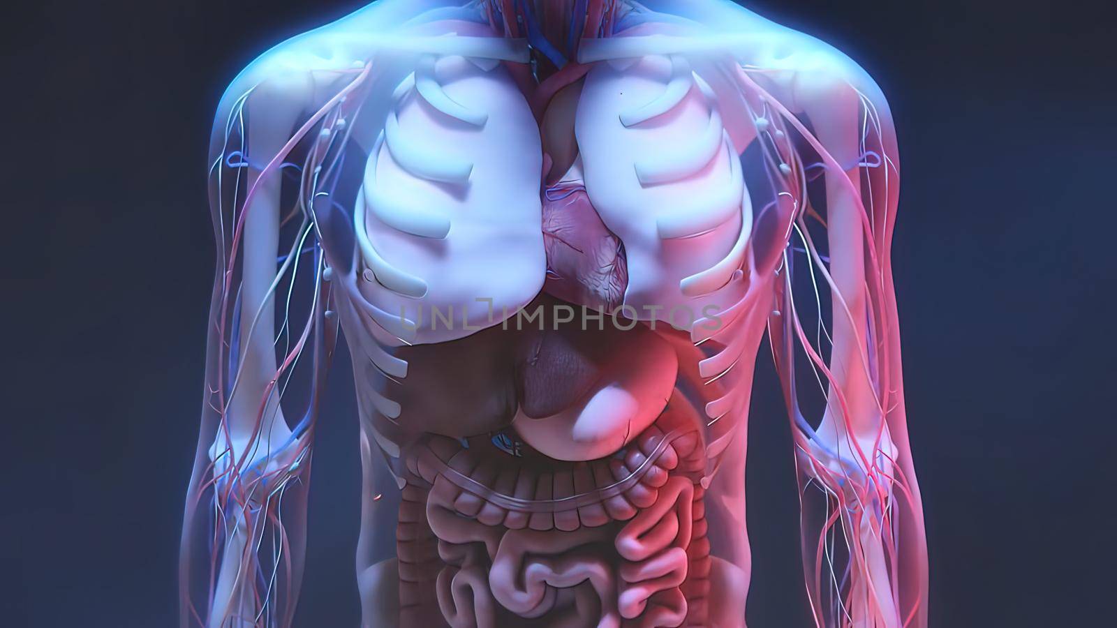 3D animated male internal organs anatomy by creativepic