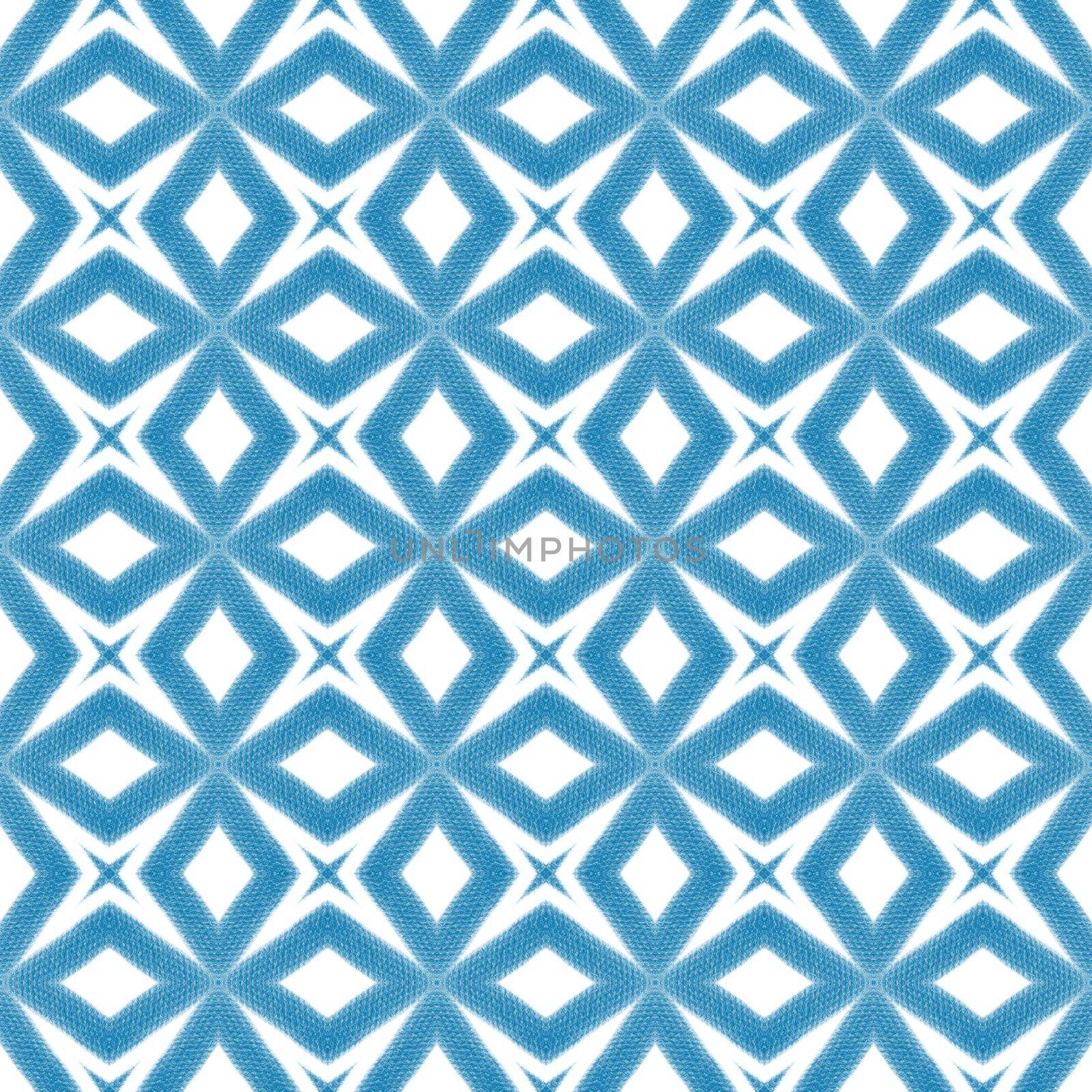 Medallion seamless pattern. Blue symmetrical kaleidoscope background. Textile ready wonderful print, swimwear fabric, wallpaper, wrapping. Watercolor medallion seamless tile.