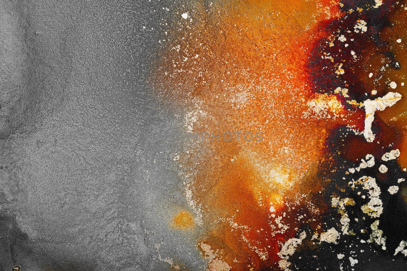 Burning abstract background from marble ink art of exquisite original painting . Painting was painted on high quality paper texture to create smooth marble background pattern of ombre alcohol ink .