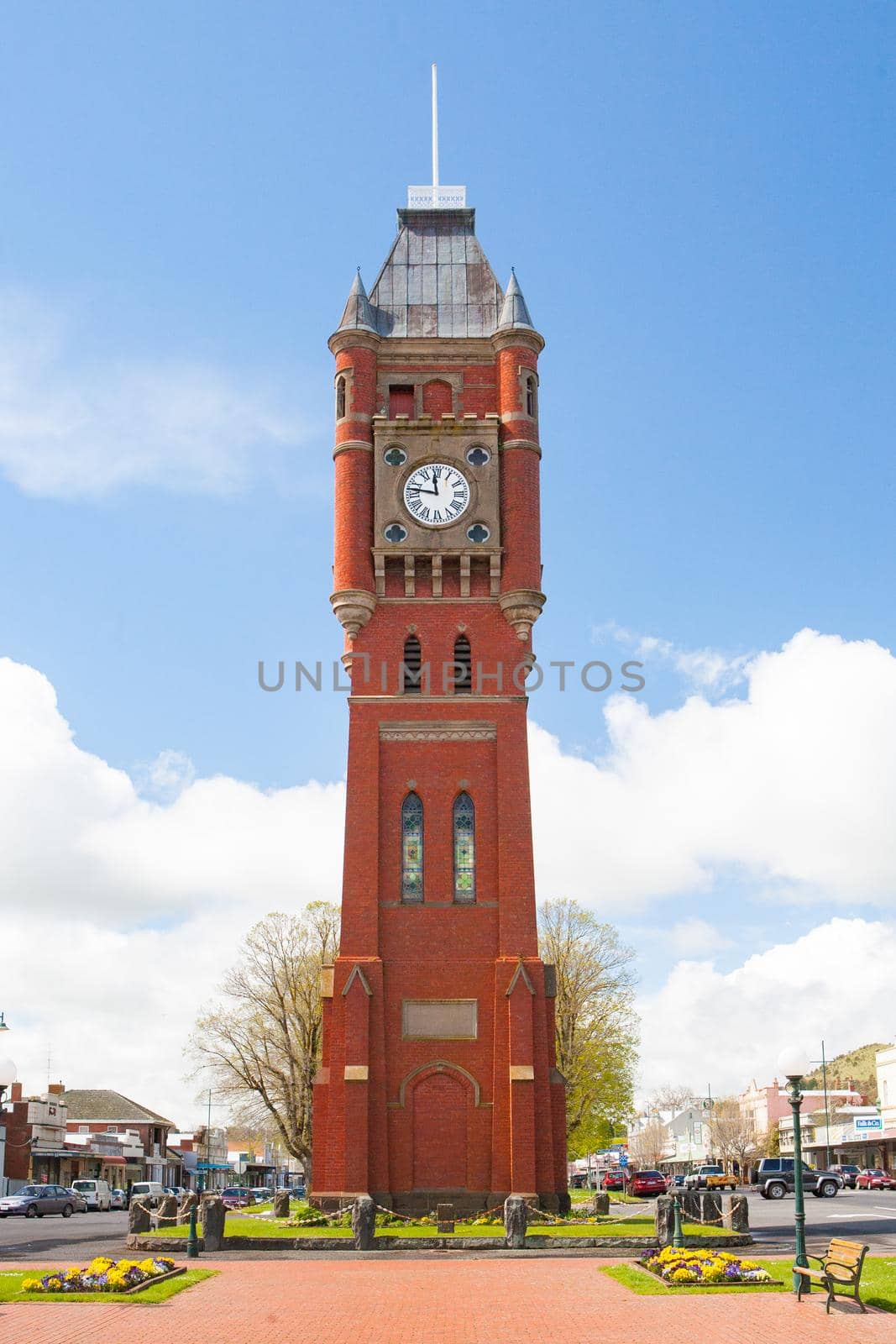 CAMPERDOWN, AUSTRALIA - OCTOBER 15 2009: Downtown view along Manifold St and famous clock tower in Camperdown Victoria, Australia