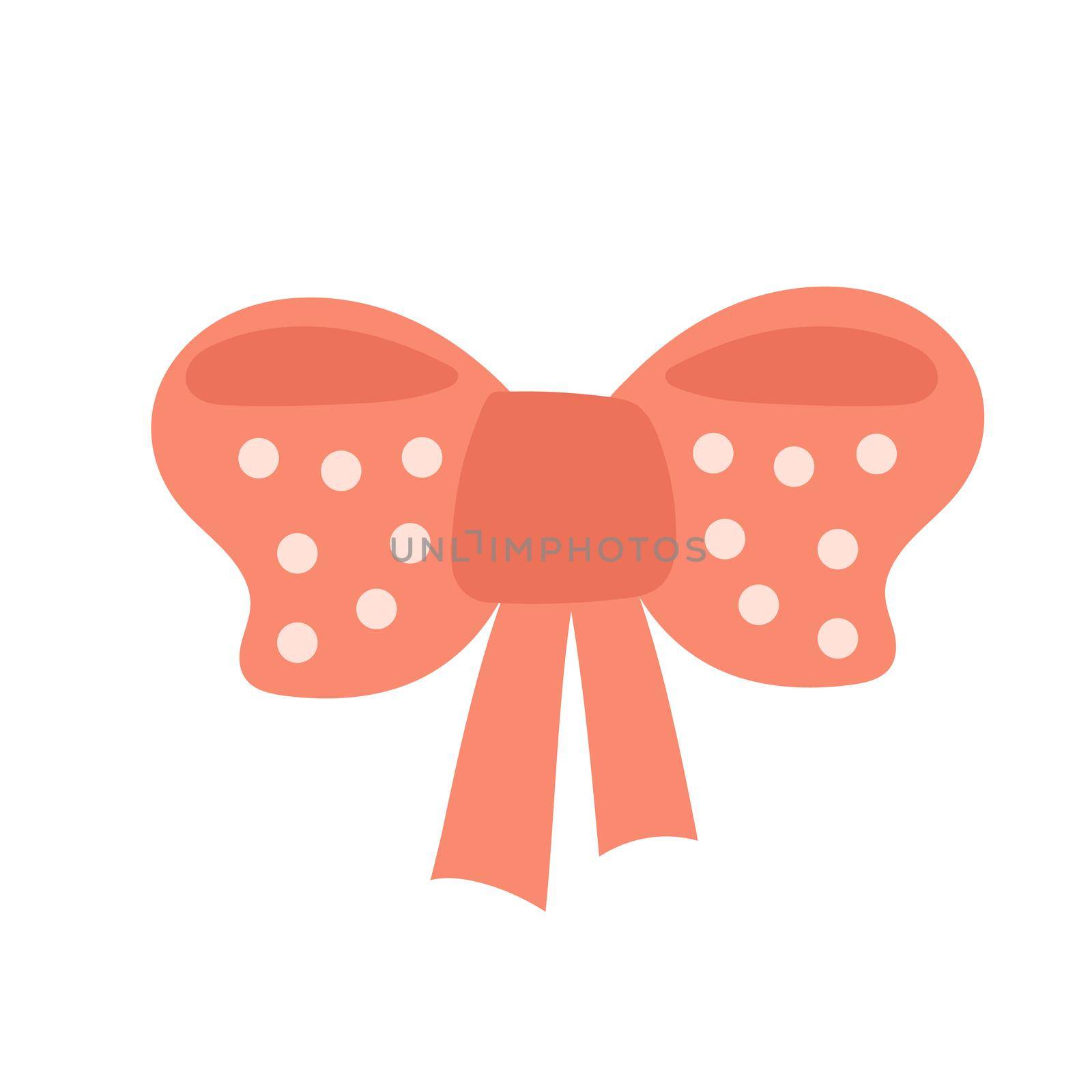 Red bow. Doodle vector illustration. Simple hand drawn icon on white by natali_brill