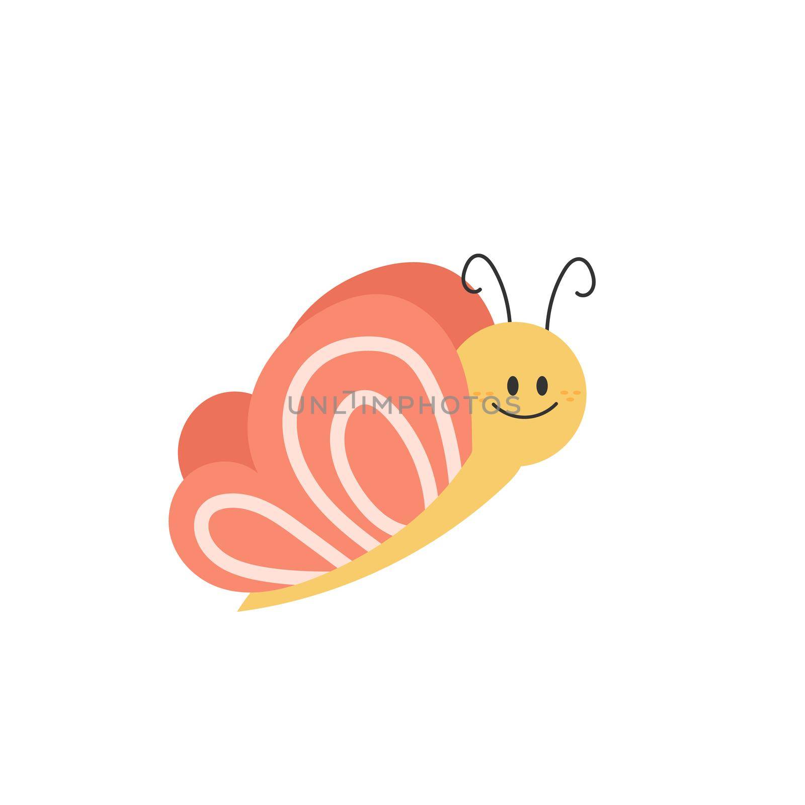 Cartoon butterfly. Cute smiling character for childish design. Vector by natali_brill