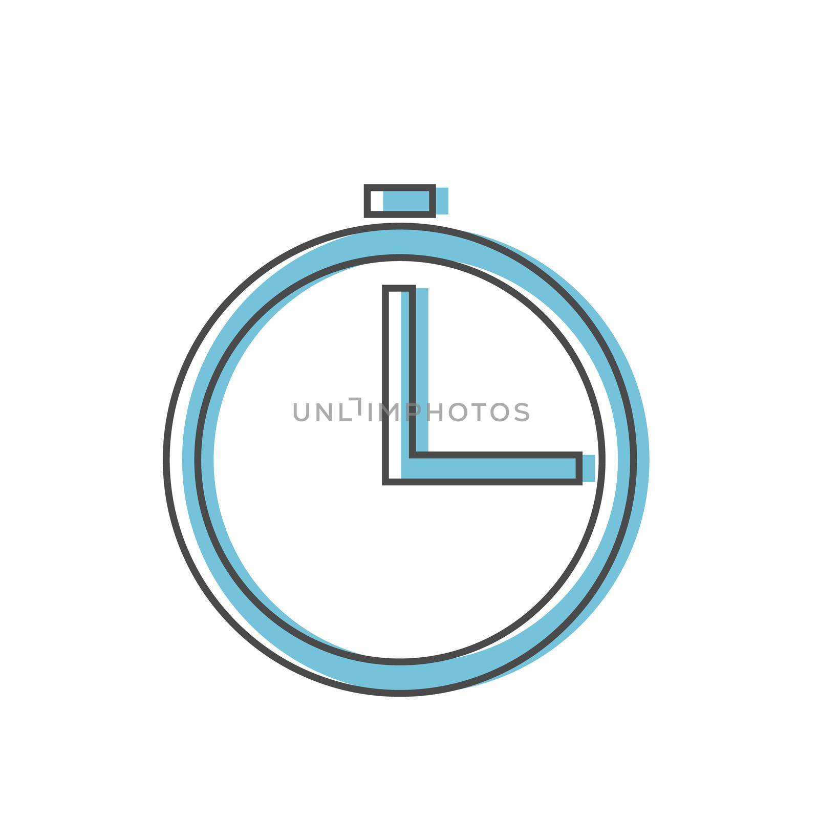 Clock icon in flat line style isolated on background. Clock icon page symbol for your web site design Clock icon logo, app. Clock icon Vector