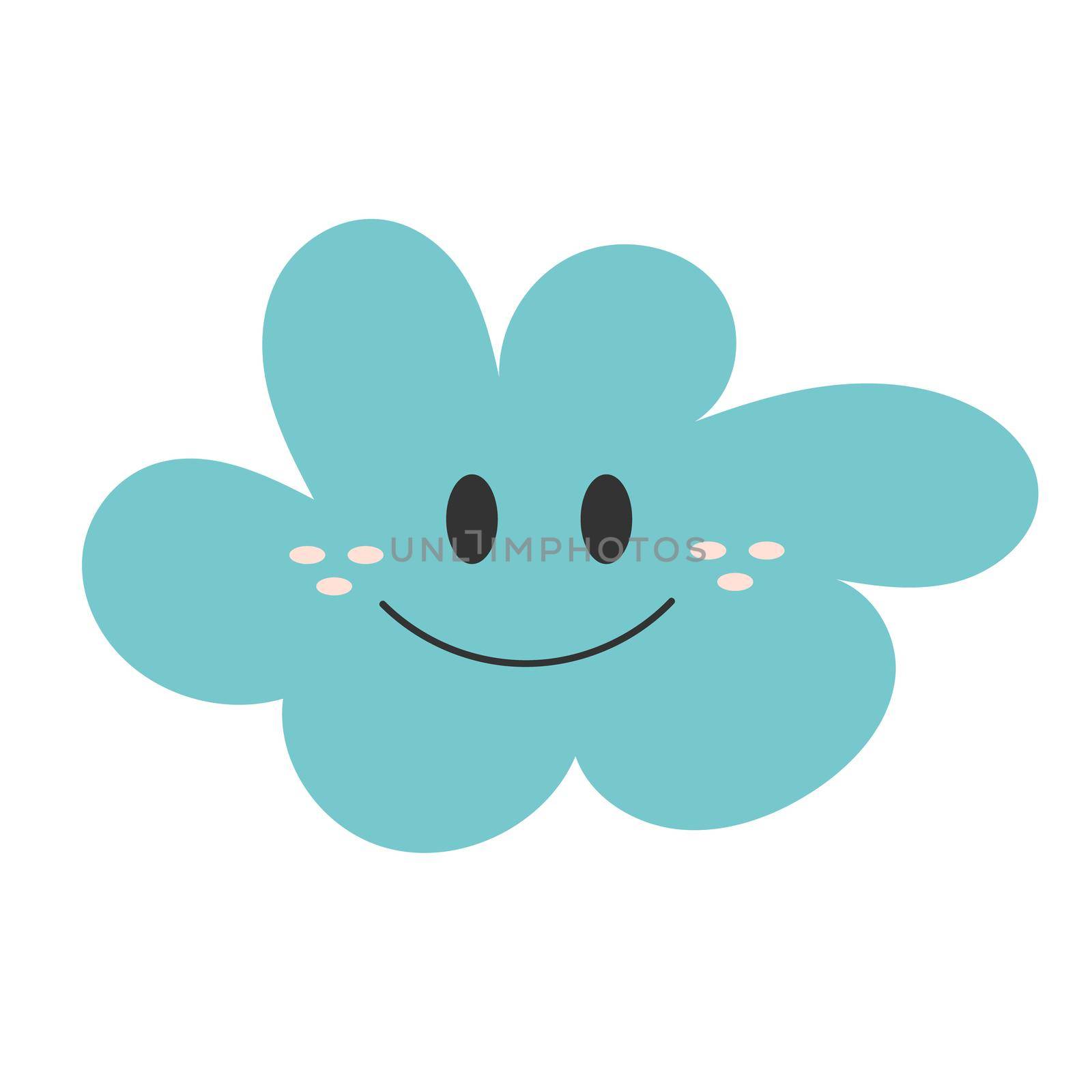 Cute hand drawn print with happy smiling cloud. Simple vector illustration. by natali_brill