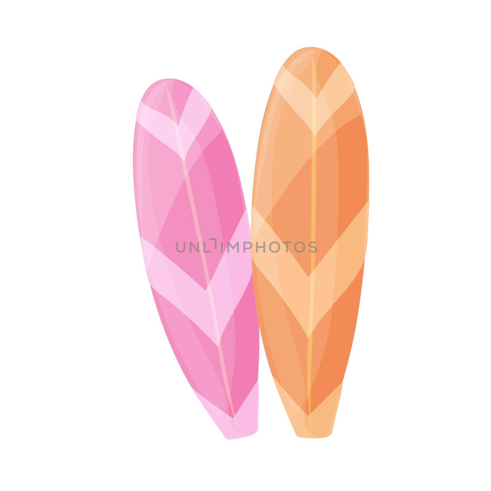 Two colorful surfboards icon. Cartoon vector icon for design isolated on white by natali_brill