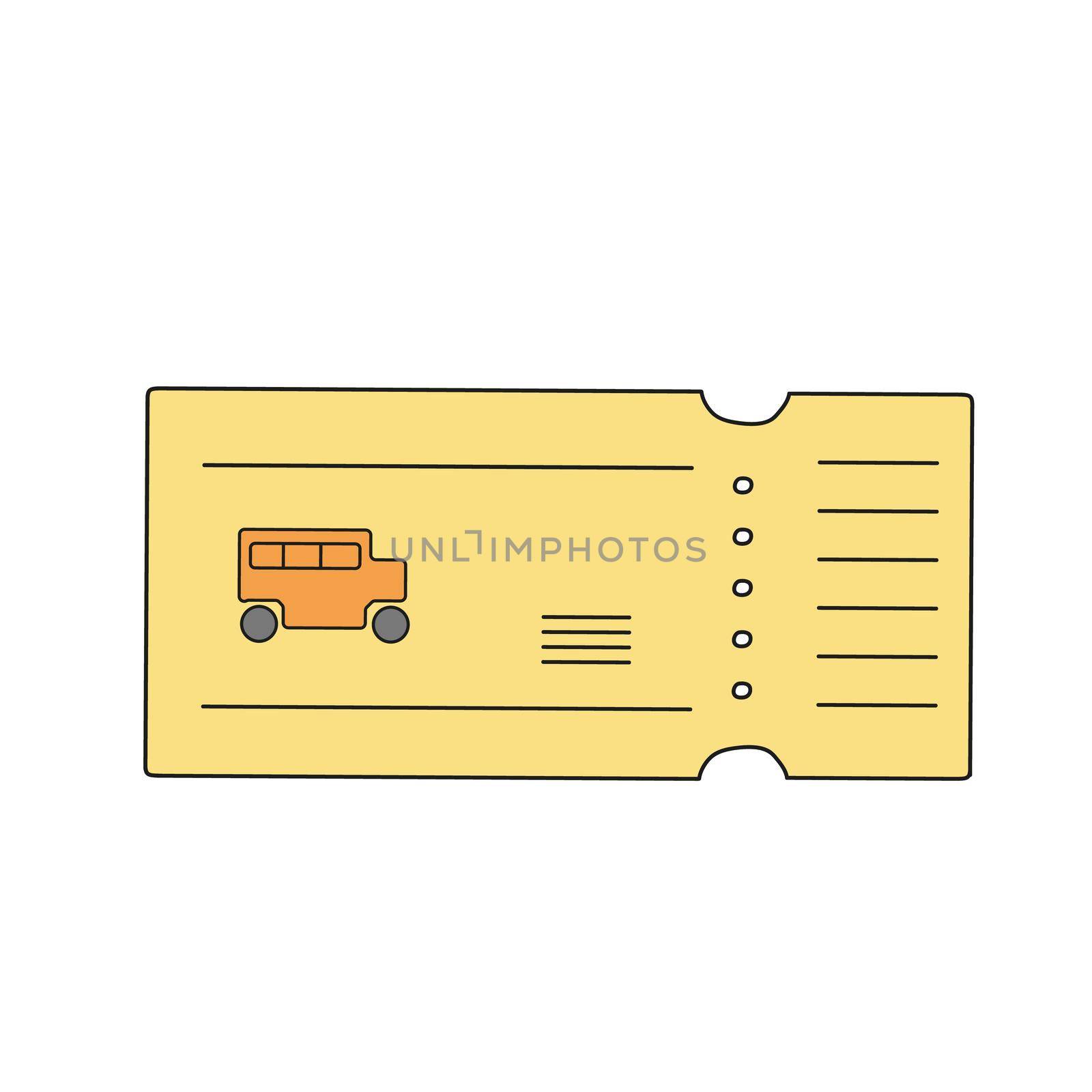 Vector bus ticket in yellow colors. Cartoon flat art style by natali_brill