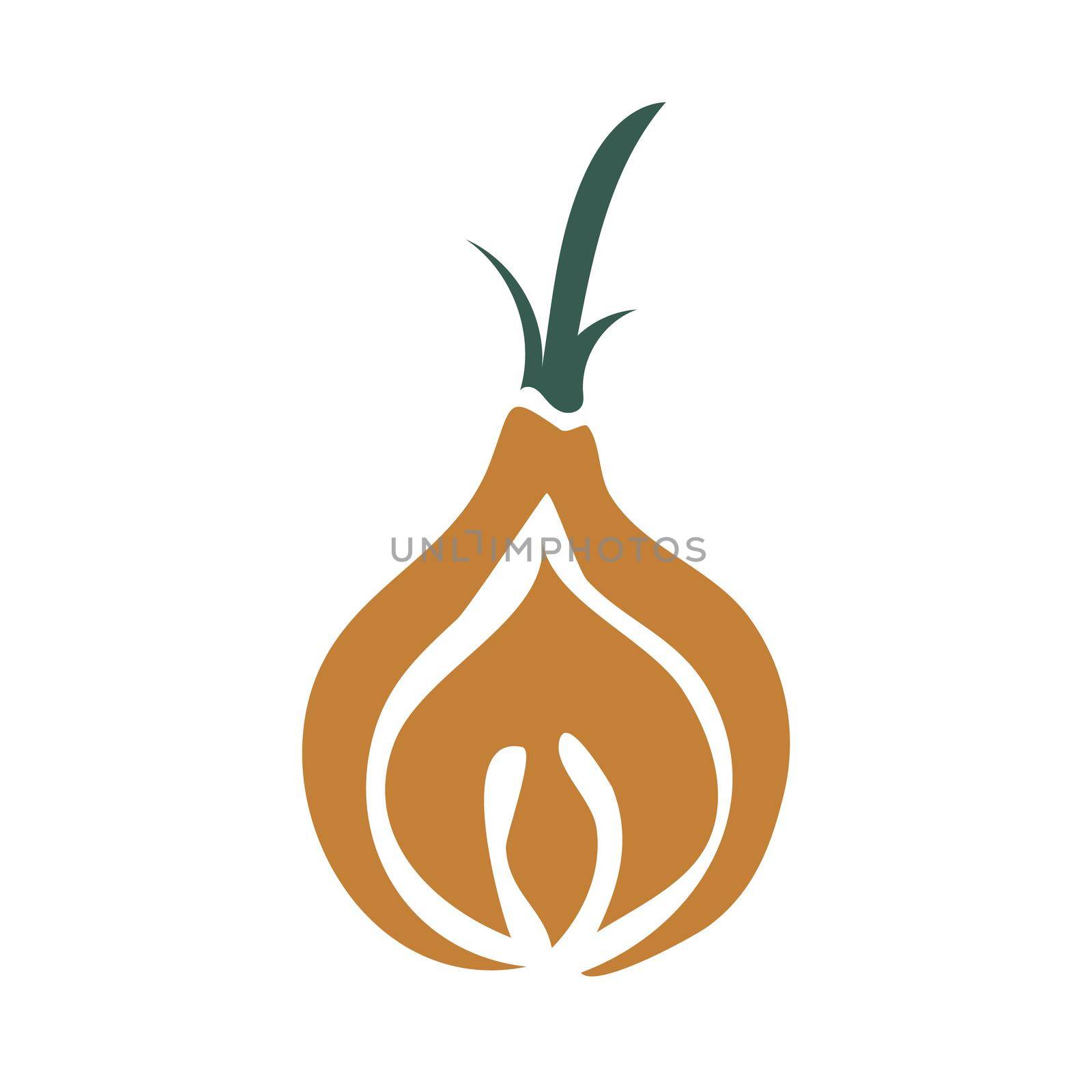 Fresh onion. Vector illustration flat cartoon style on isolated white background by natali_brill