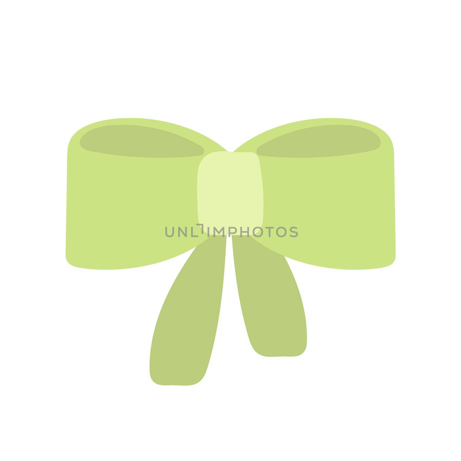 Green bow. Doodle vector illustration. Simple hand drawn icon on white by natali_brill