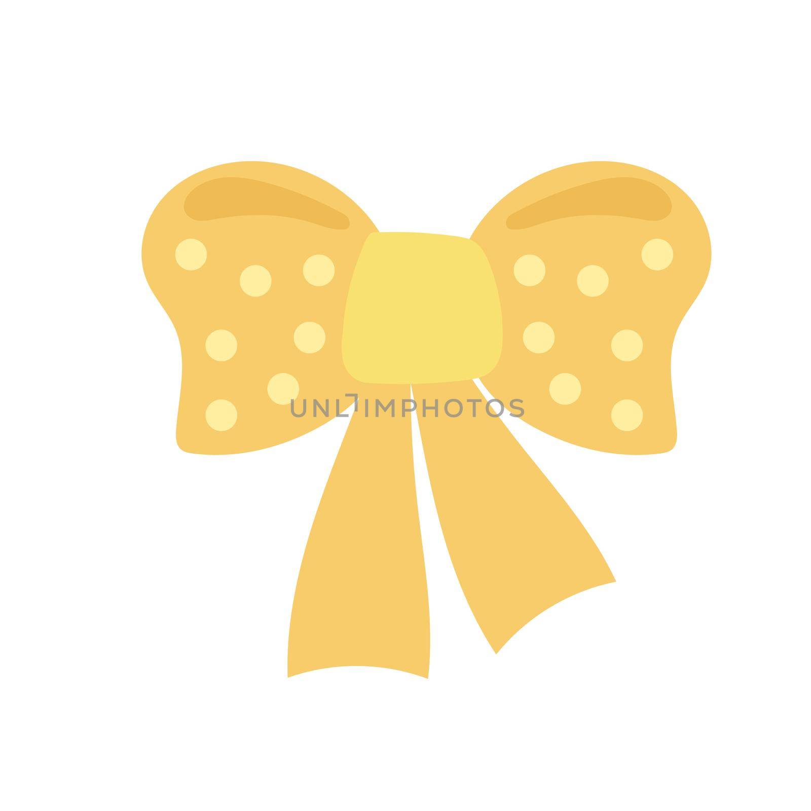 Yellow bow. Doodle vector illustration. Simple hand drawn icon on white by natali_brill