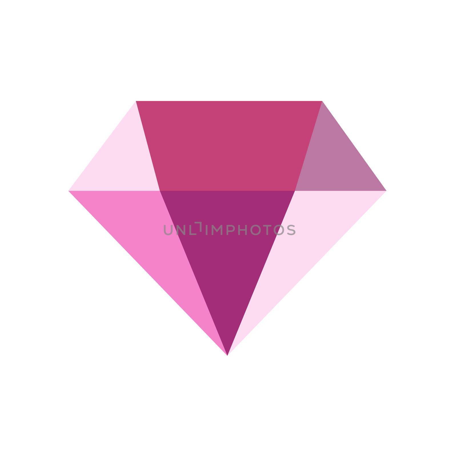 Vector pink diamond icon isolated on white background by natali_brill