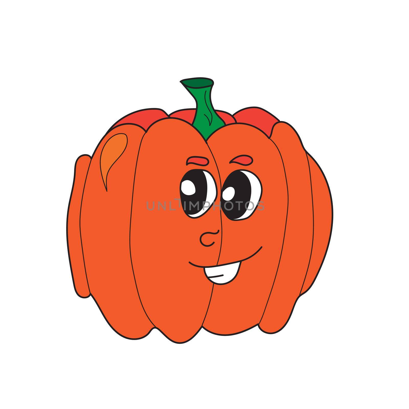 Funny pumpkin, cute character isolated on white background, vector illustration by natali_brill