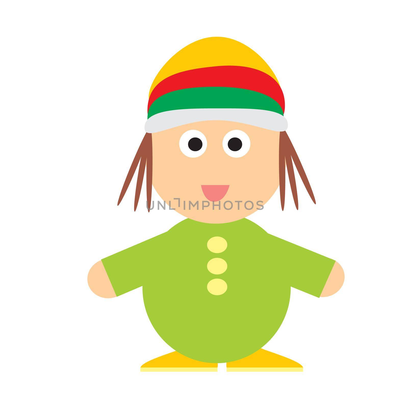 Man wearing rastafarian hat - icon in flat style. Vector. Miniature man by natali_brill