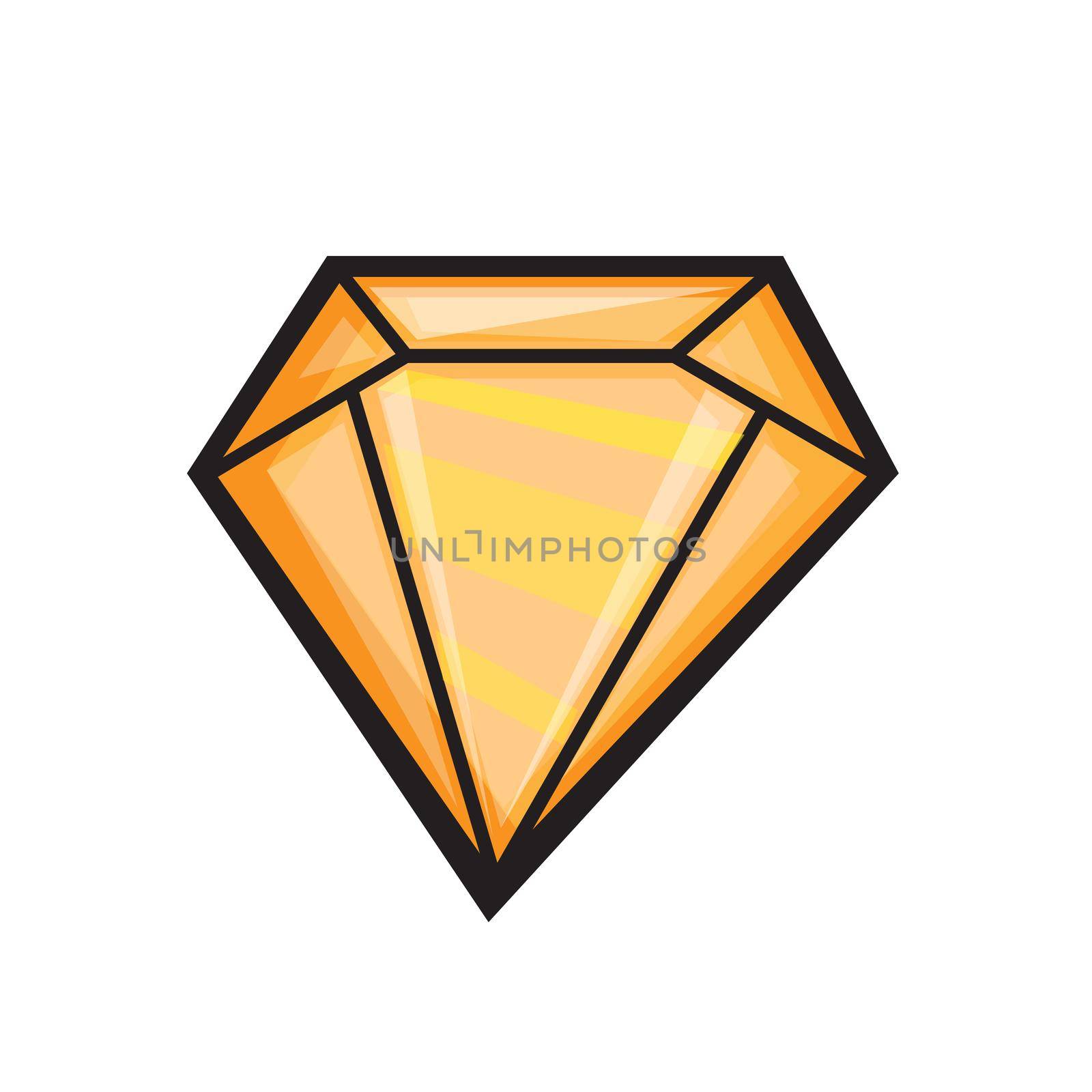 Diamond, gemstone jewel in cartoon style isolated on white background. Ui game asset.