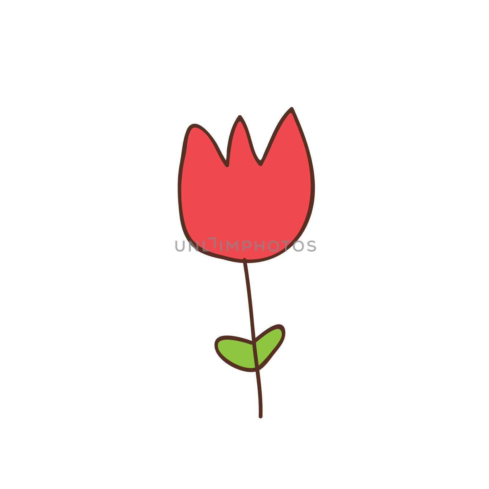Simple cartoon icon on white background - tulip blooms. 8 March. Women spring day