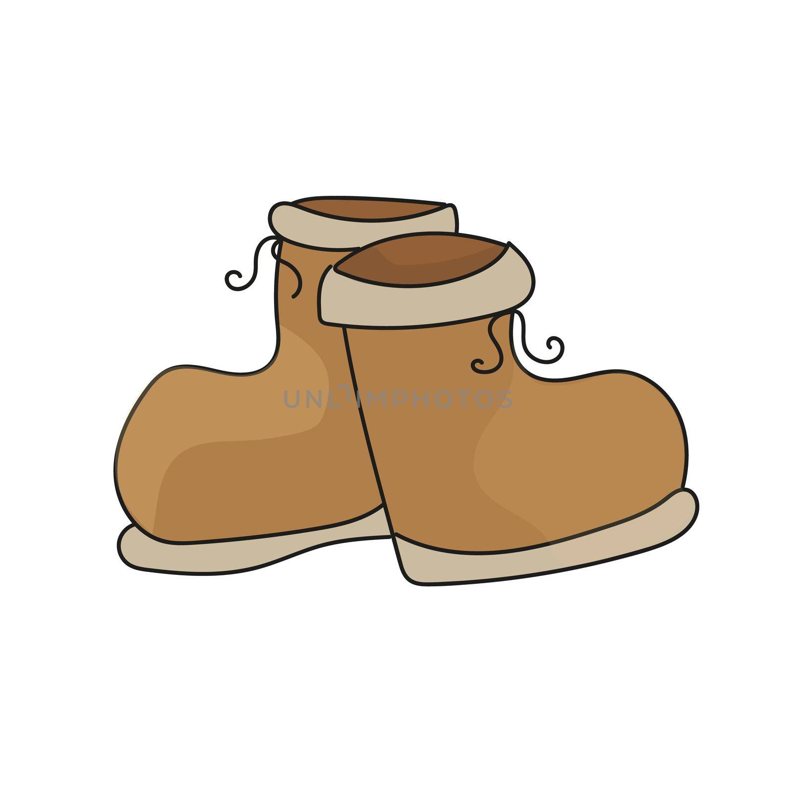Pair of brown boots - cartoon illustration isolated on white by natali_brill