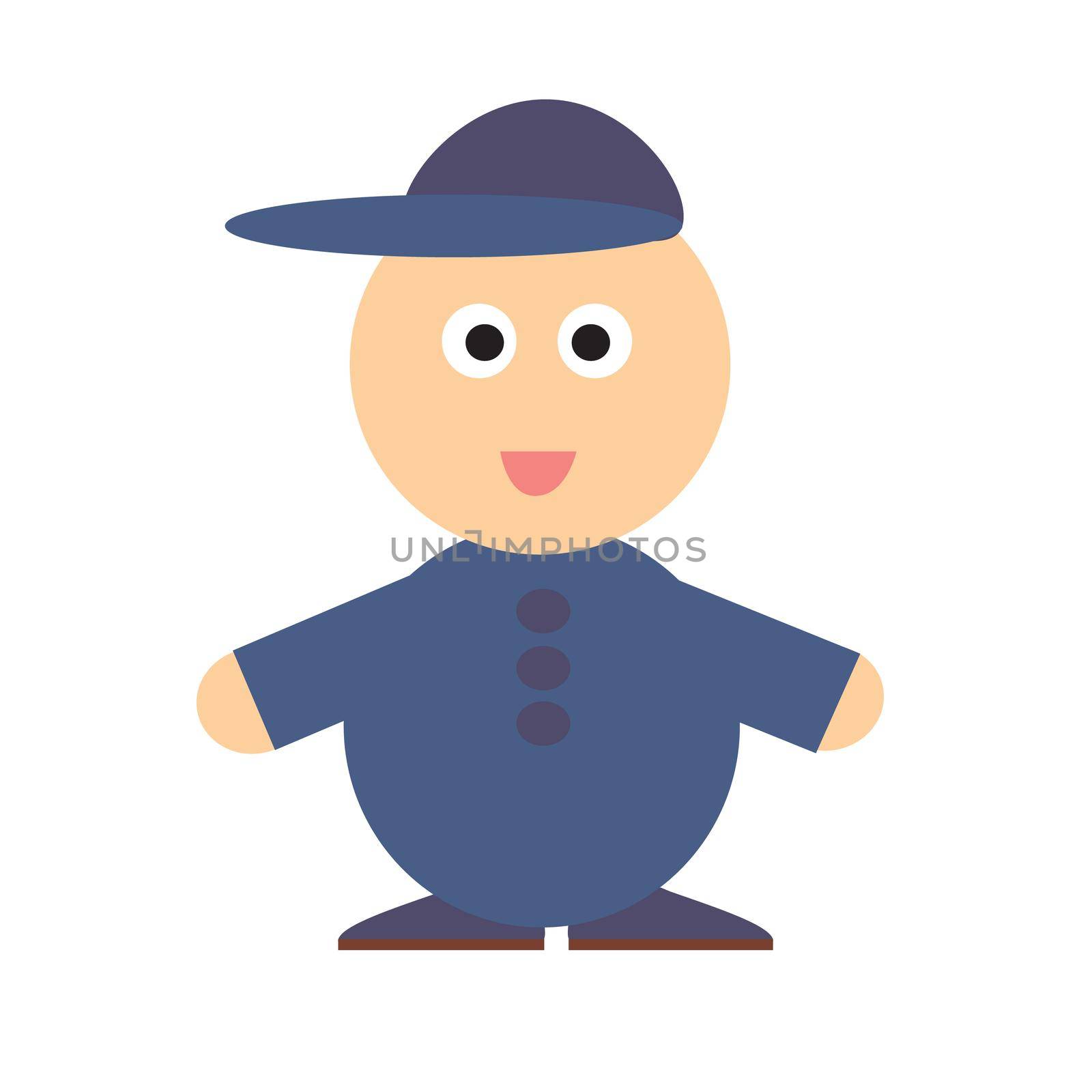 Cartoon illustration of boy wearing cap in a flat style, can be used for sticker and icon. Simple element foe design or avatar