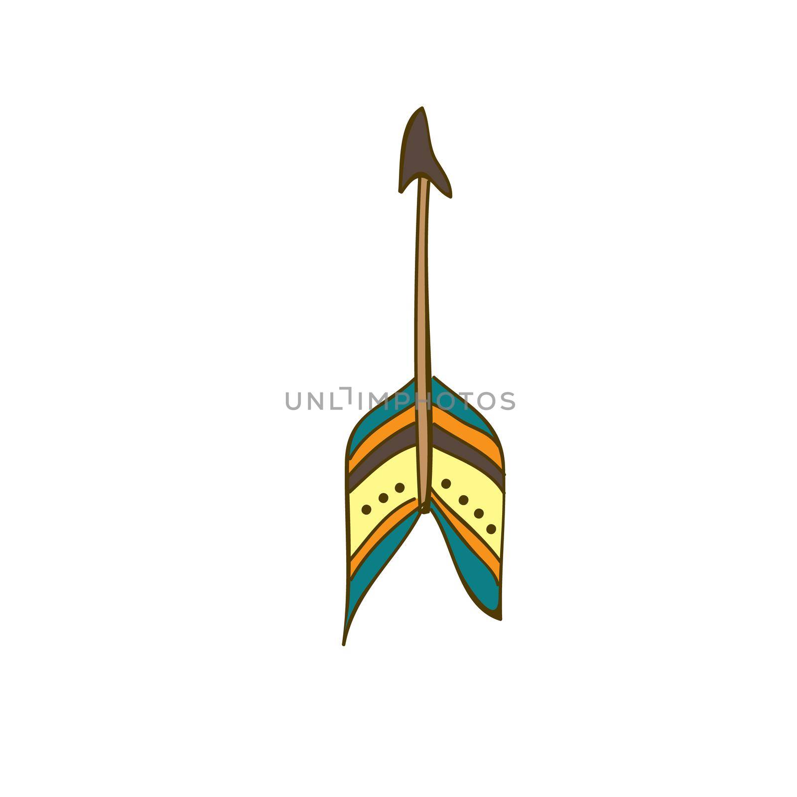 Hand drawn arrow symbol isolated. Funny tribal sign. Abstract ethnic element. Doodle style. Children vector illustration