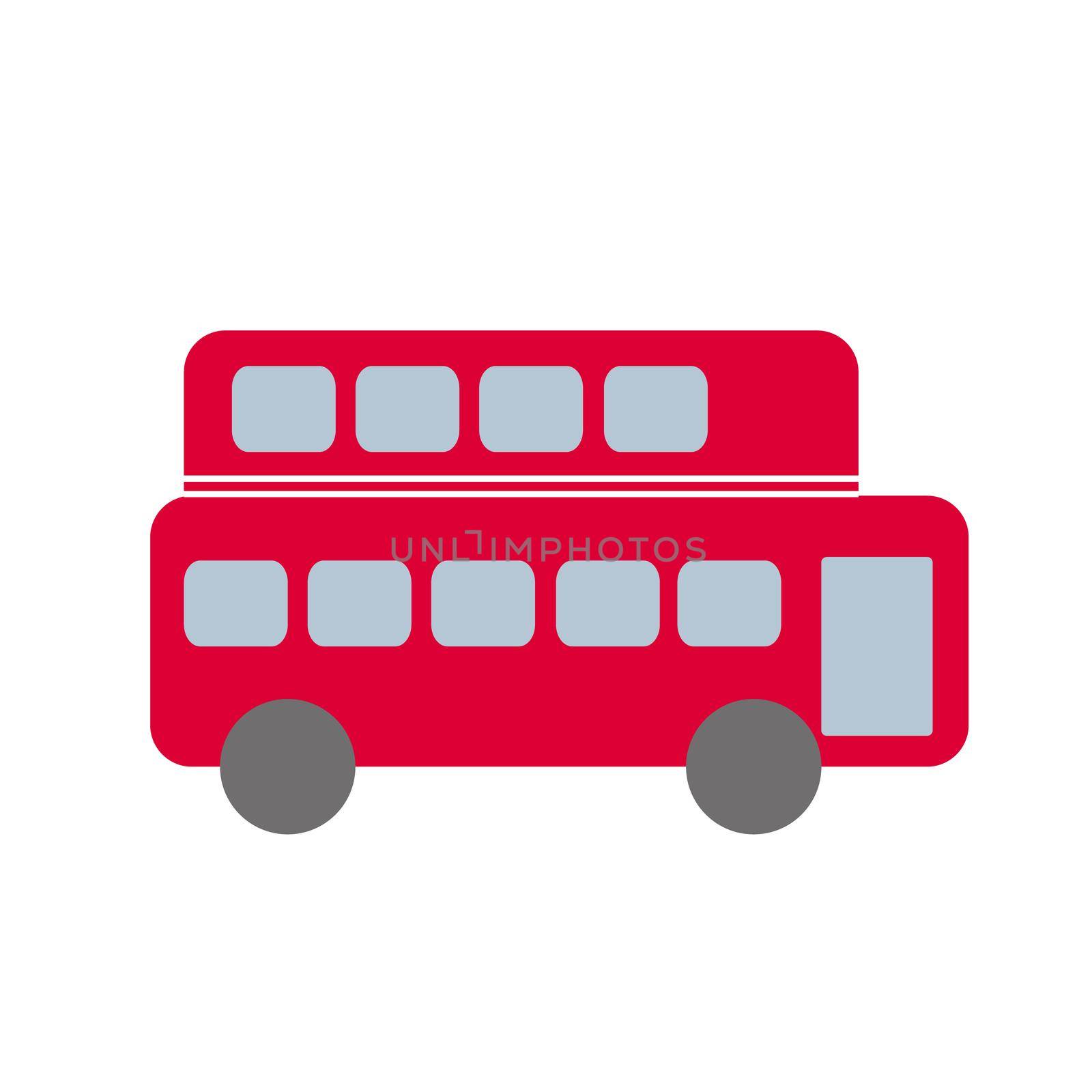 The simple design of red bus vector on white background. Simple icon