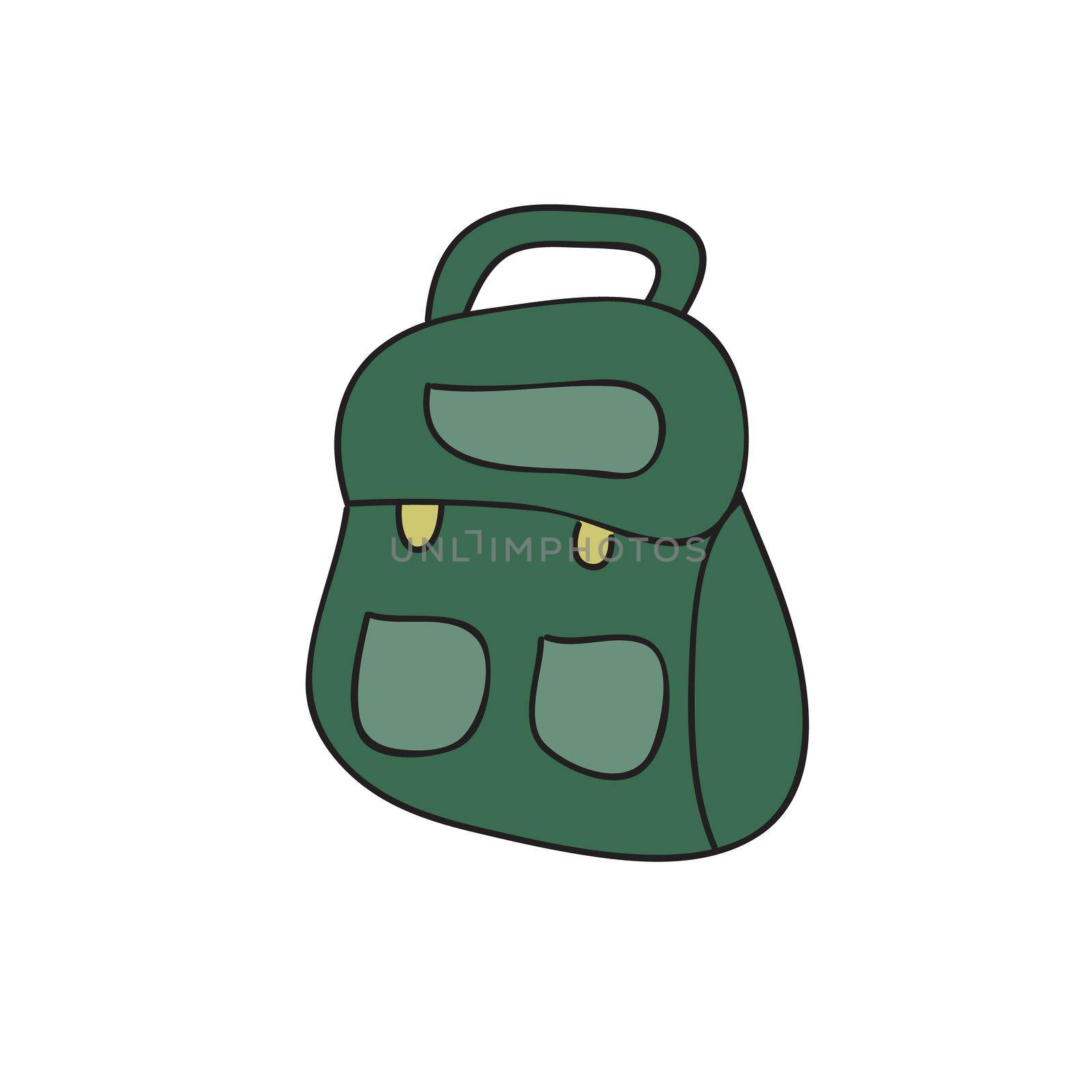 Doodle style travel backpack. Tourism, hiking, travel. Vector illustration by natali_brill