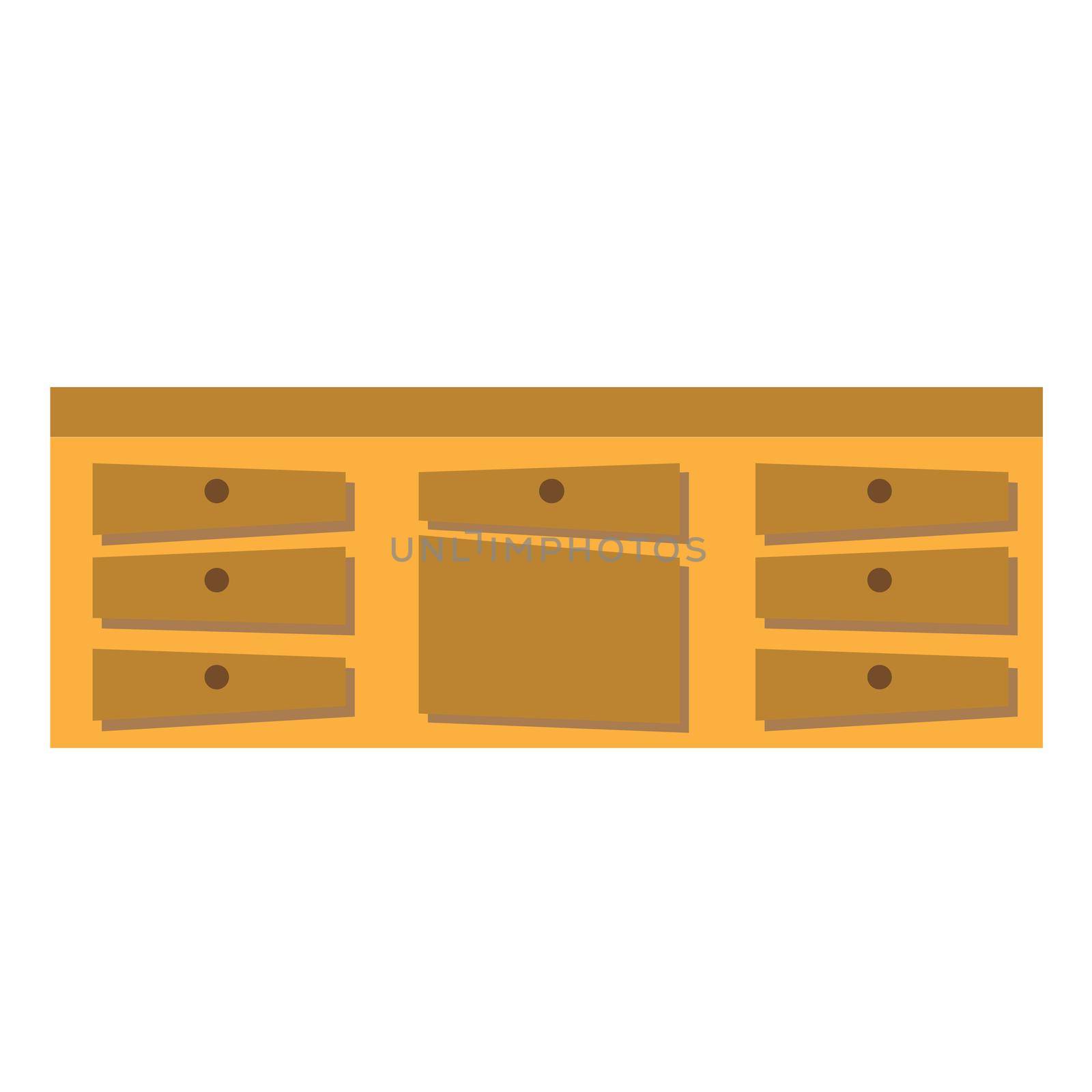 Cabinet icon flat vector illustration. Kitchen cabinets in brown color on white background