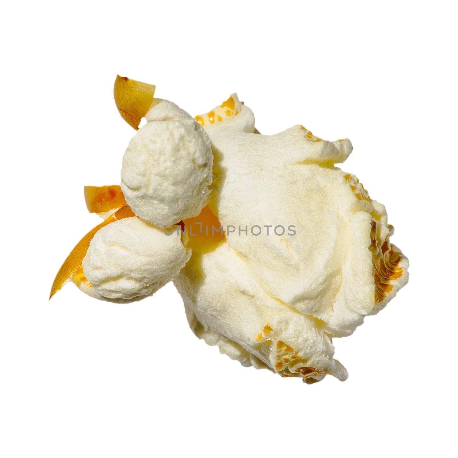 Popcorn isolated on white. macro shoot of popcorn. by PhotoTime