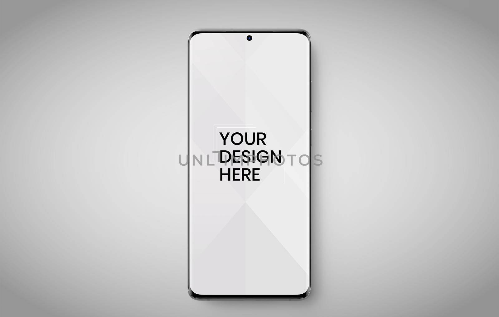 smartphone screen on white background mock up. Phone modern screen design. mock up isolated on gray background PSD. Save with clipping path.