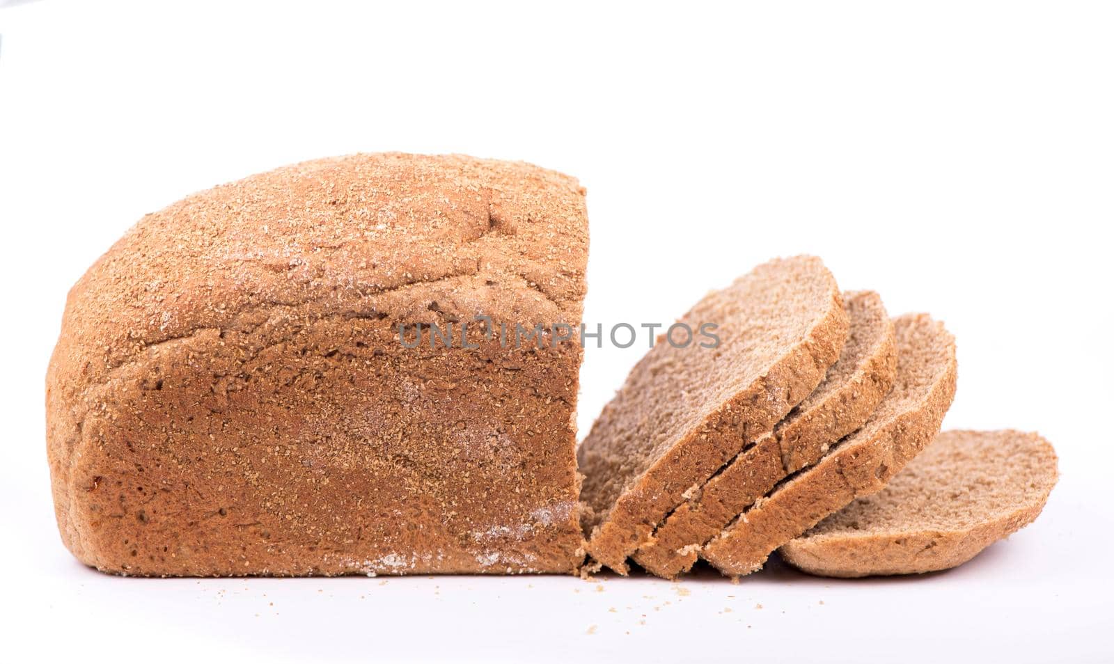 Tasty rye bread, isolated on white background