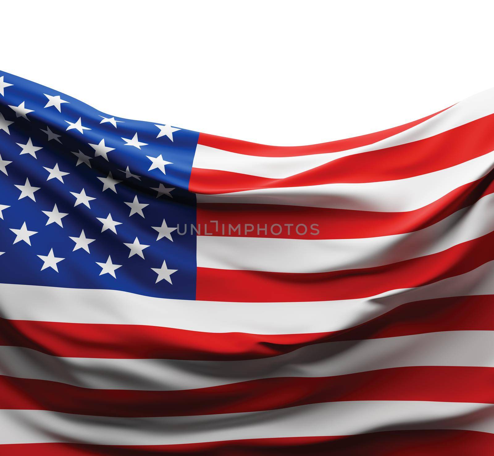 USA or American flag isolated on white background 3D render by Myimagine