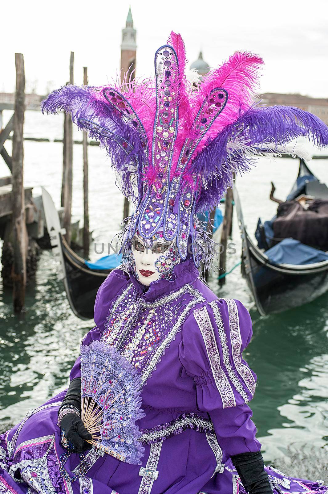 VENICE, ITALY - Febrary 23 2019: The masks of the Venice carnival 2019