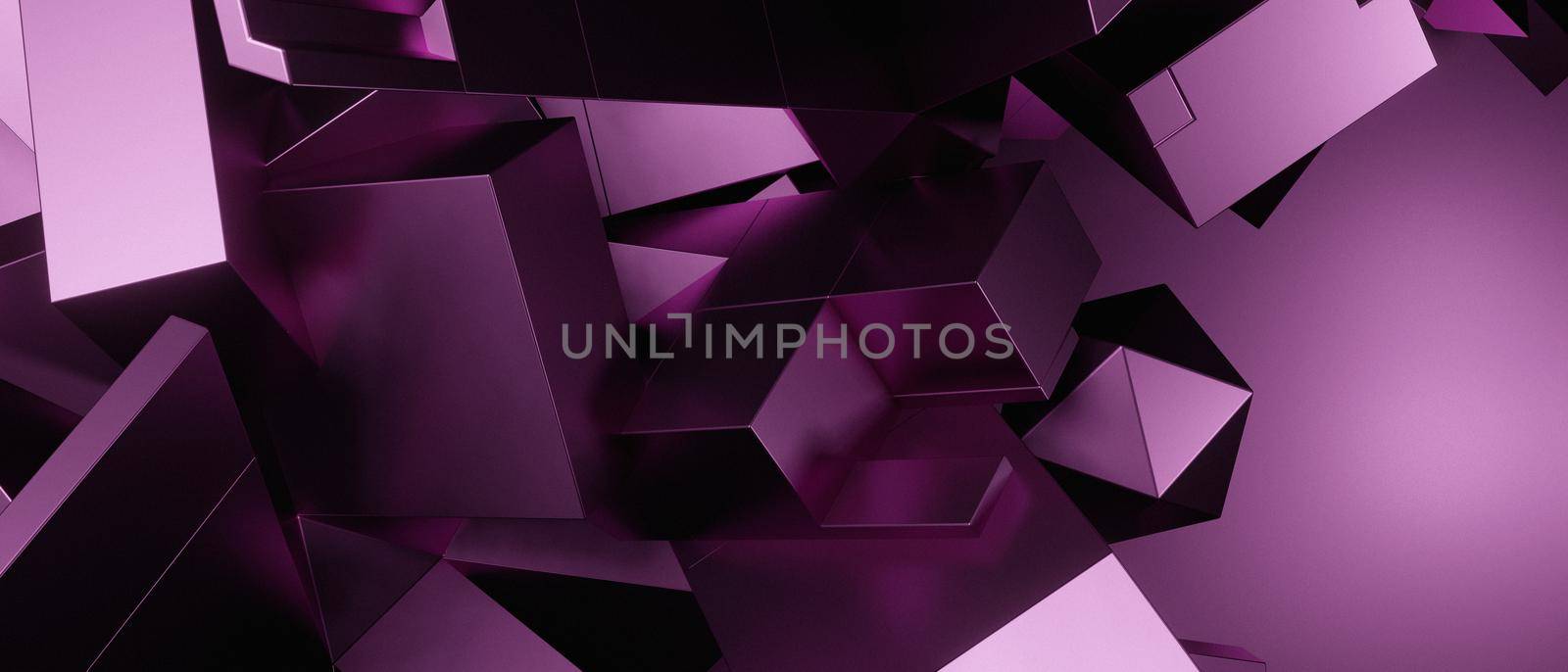 Abstract Shiny 3D SciFi Chaos Trendy Futuristic Purple Violet Background Wallpaper 3D Render