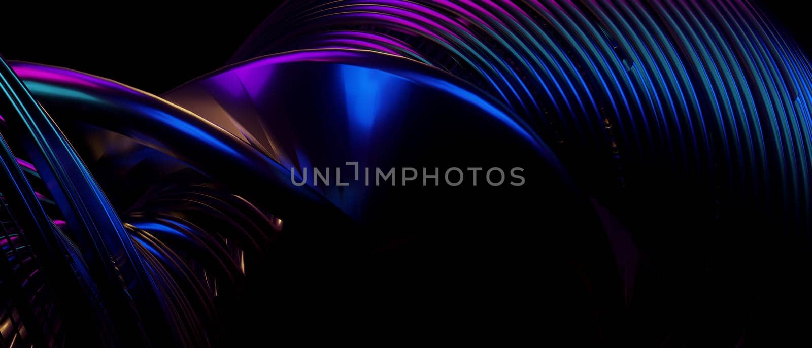 Festive Abstract Design Neon Irridescent PurpleBlue Background 3D Illustration